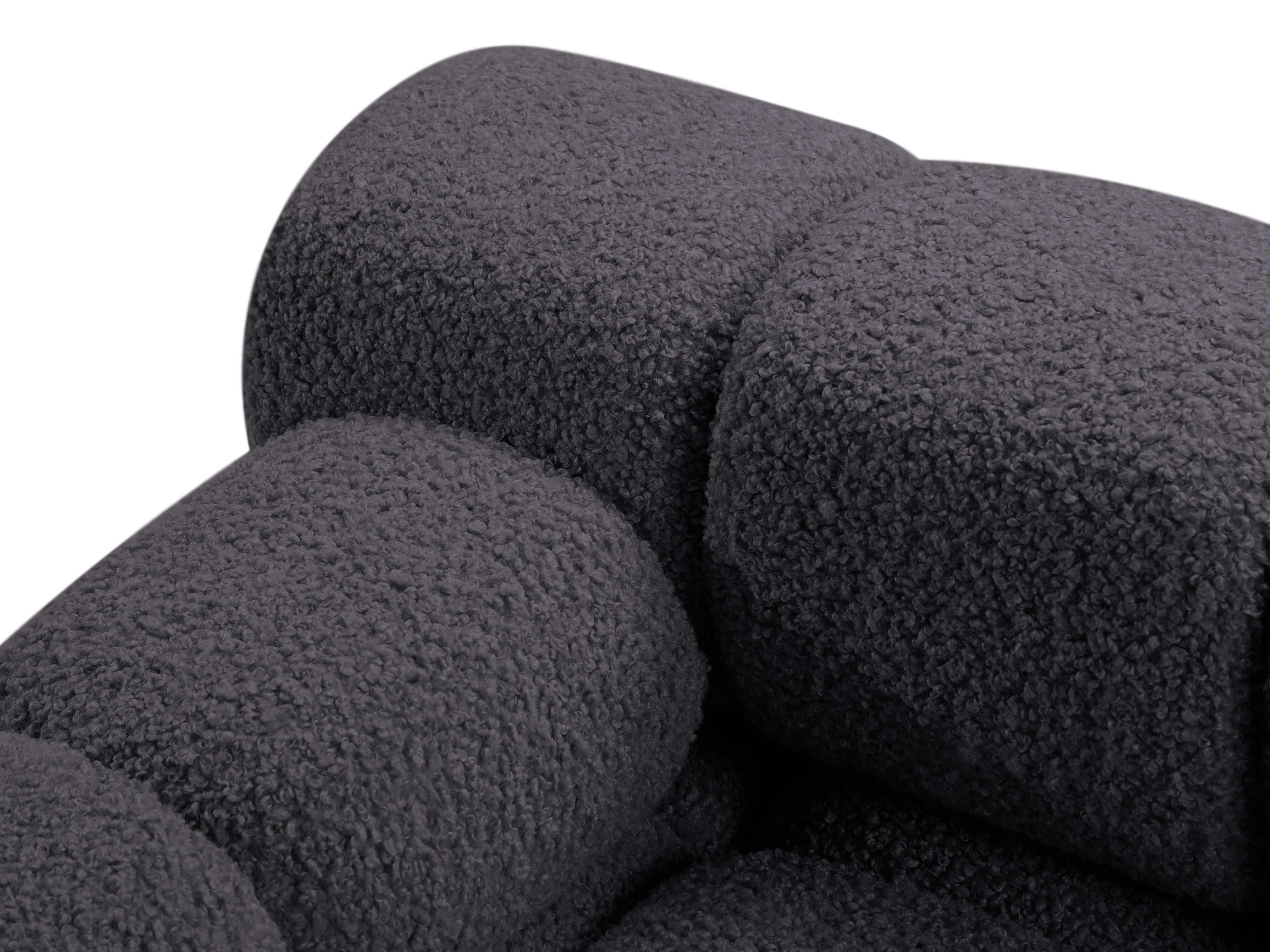 Modulares offenes Sofa BELLIS in grafitfarbenem Boucle, rechtsseitig.
