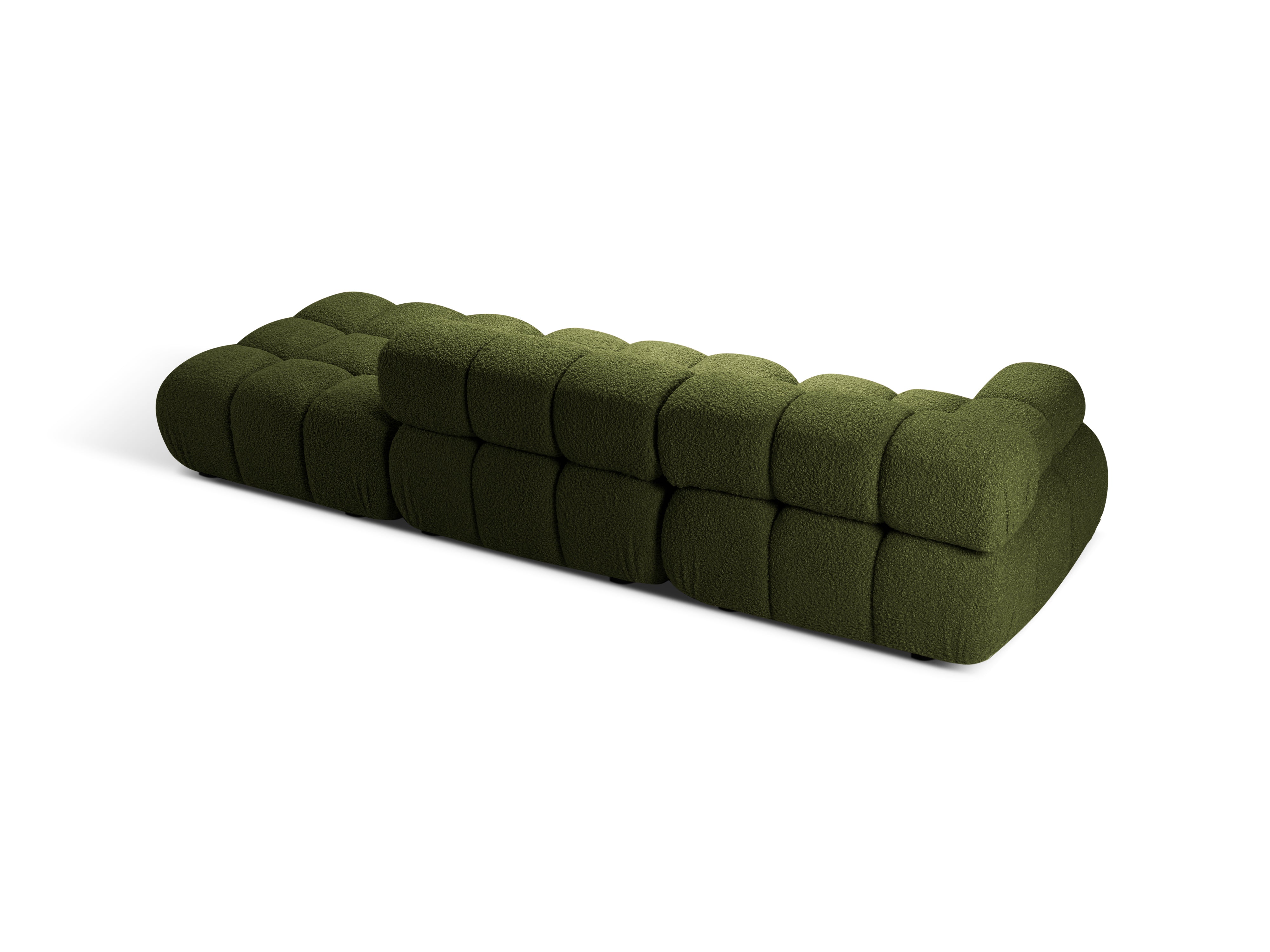 Modulares offenes Sofa BELLIS mit rechter Armlehne in grünem Boucle.