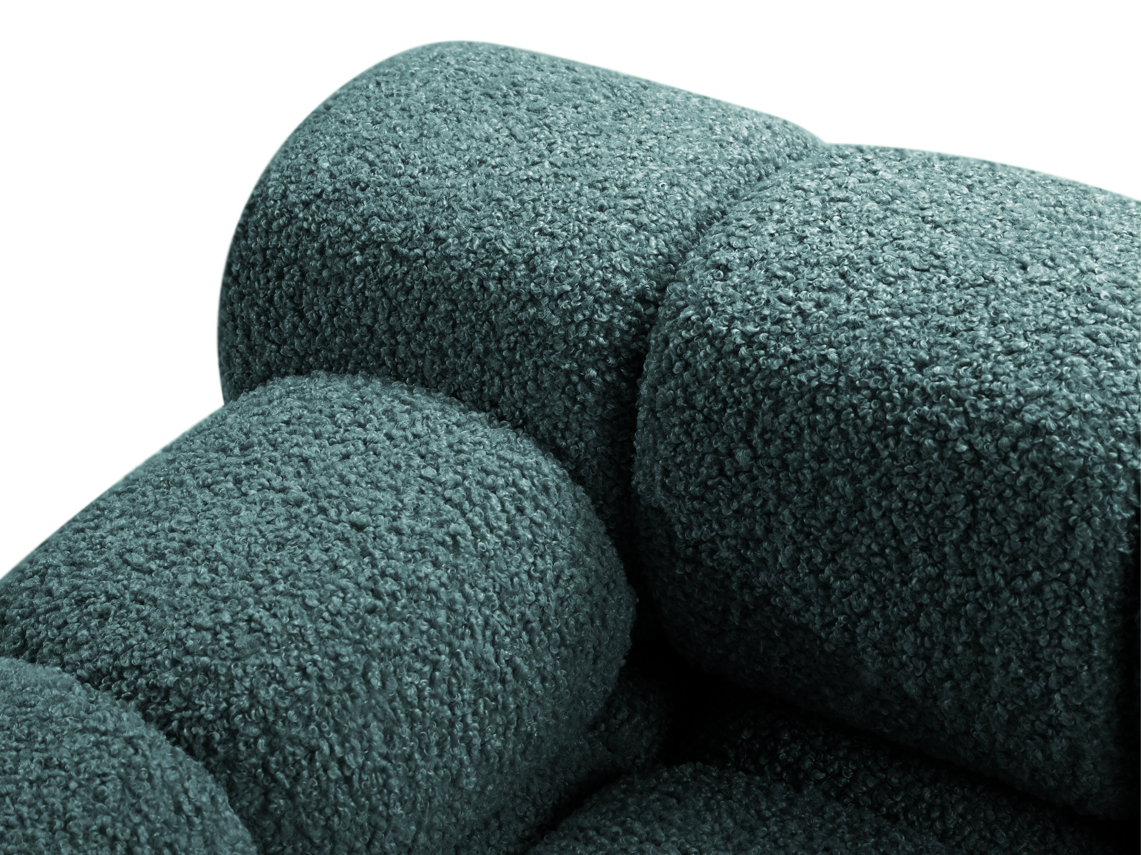 Modulares Sofa BELLIS, offen, rechtsseitig, in petrolblauem Boucle.
