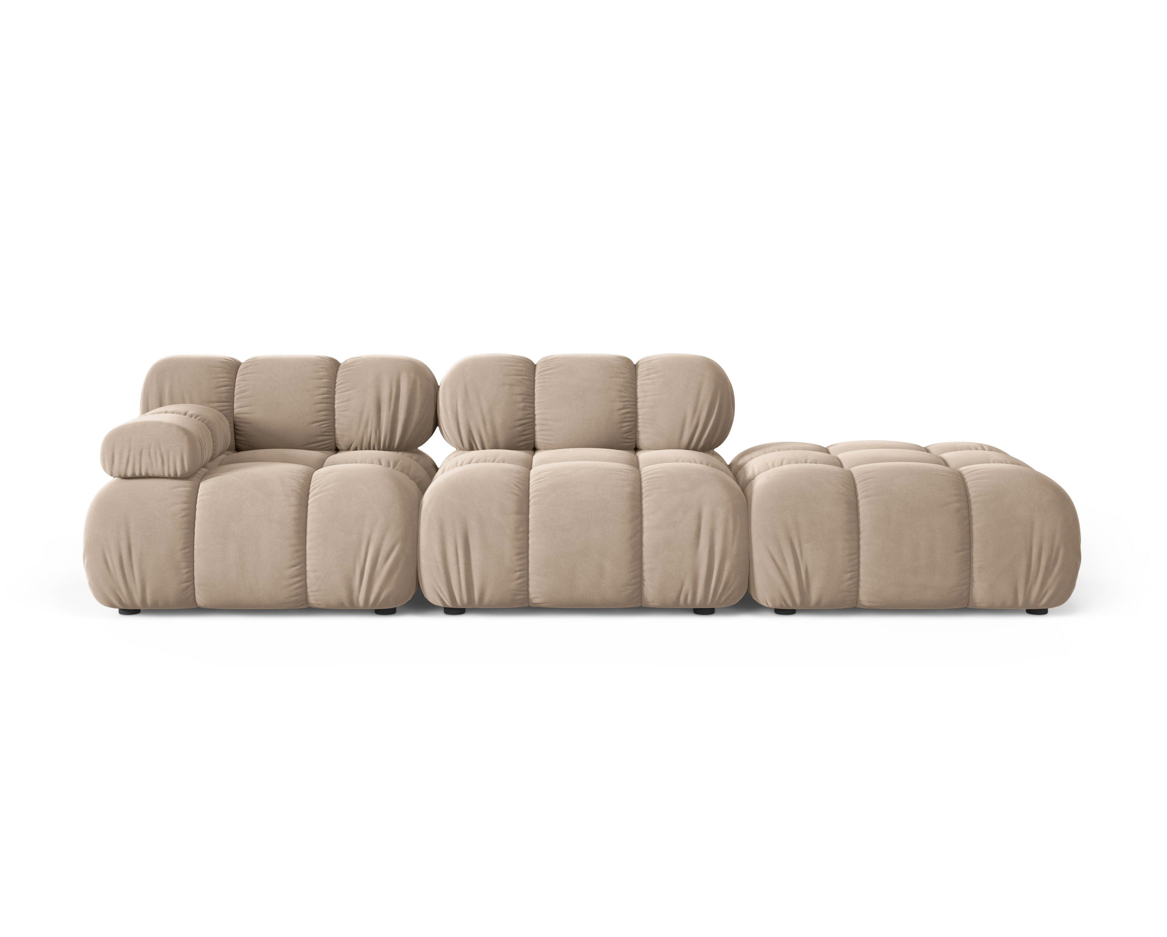 Modulares Sofa mit offener rechter Seite BELLIS in beigem Velours