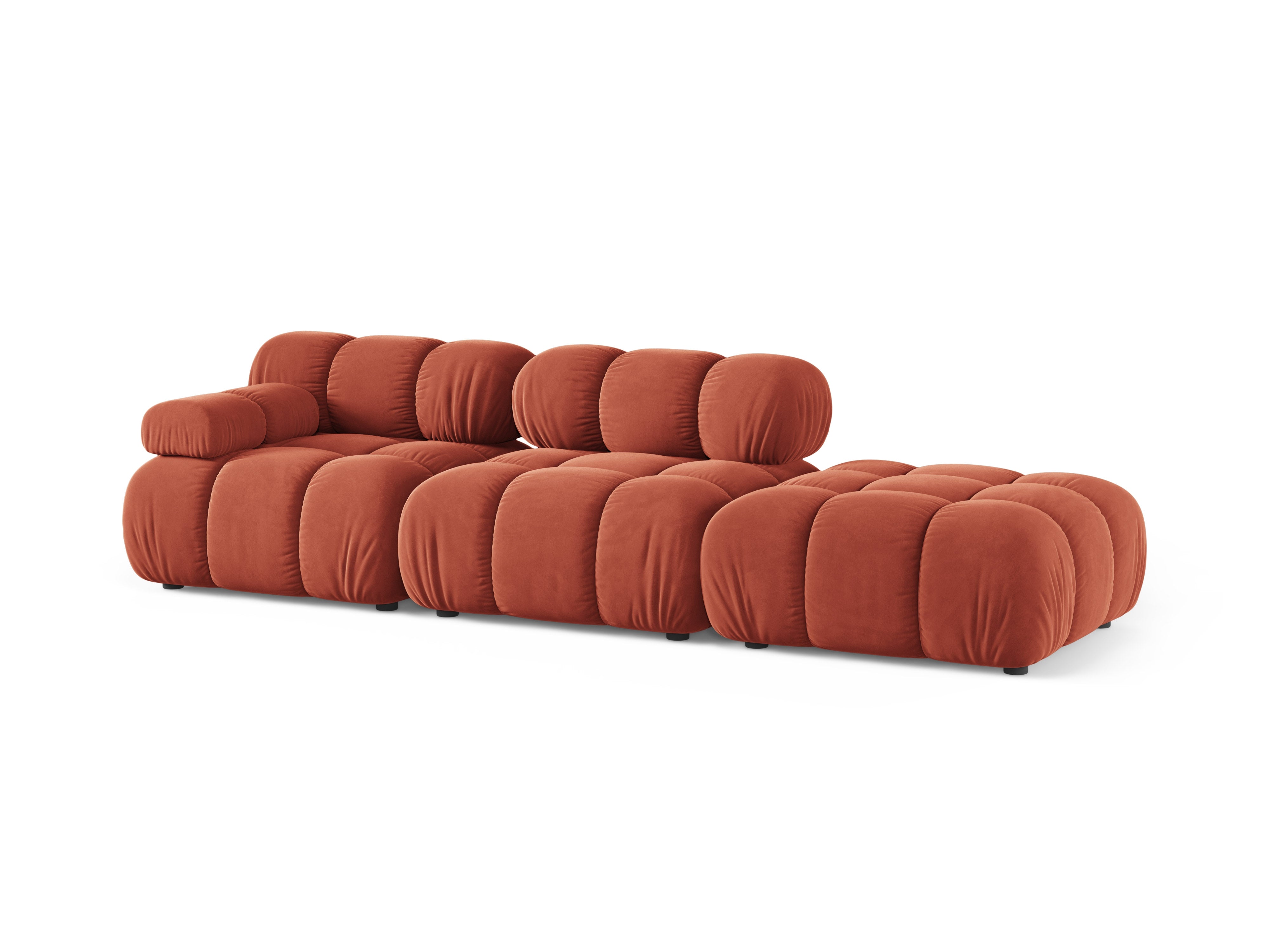 Modulares Sofa mit offener rechter Seite BELLIS in korallenfarbenem Velours