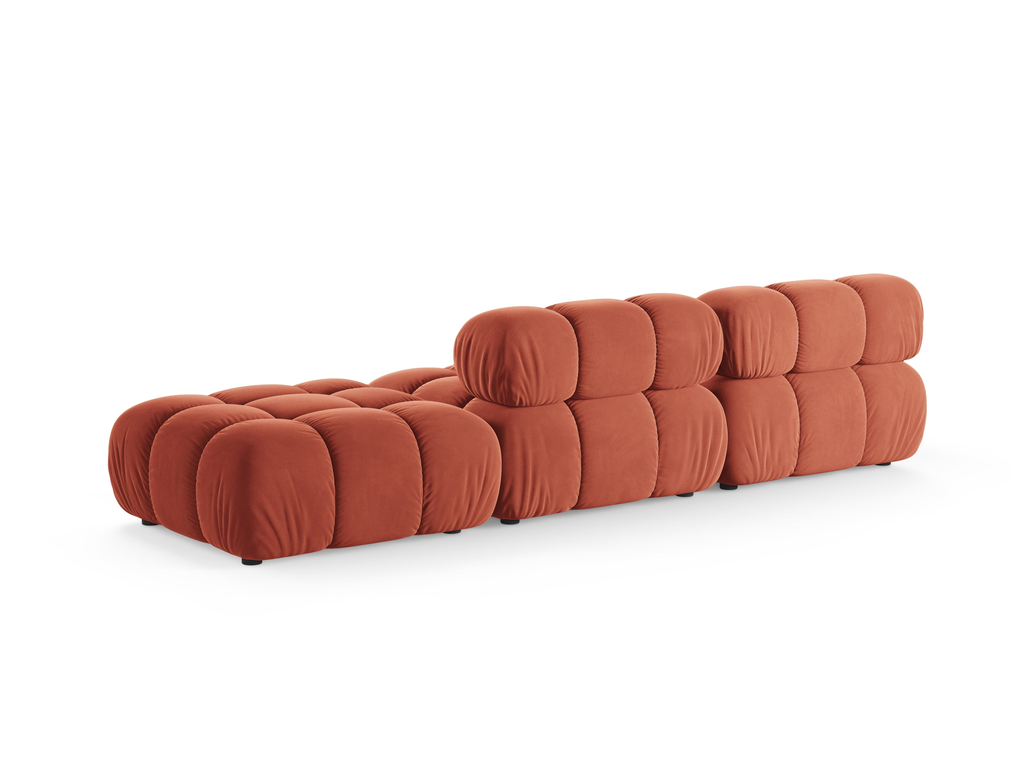 Modulares Sofa mit offener rechter Seite BELLIS in korallenfarbenem Velours