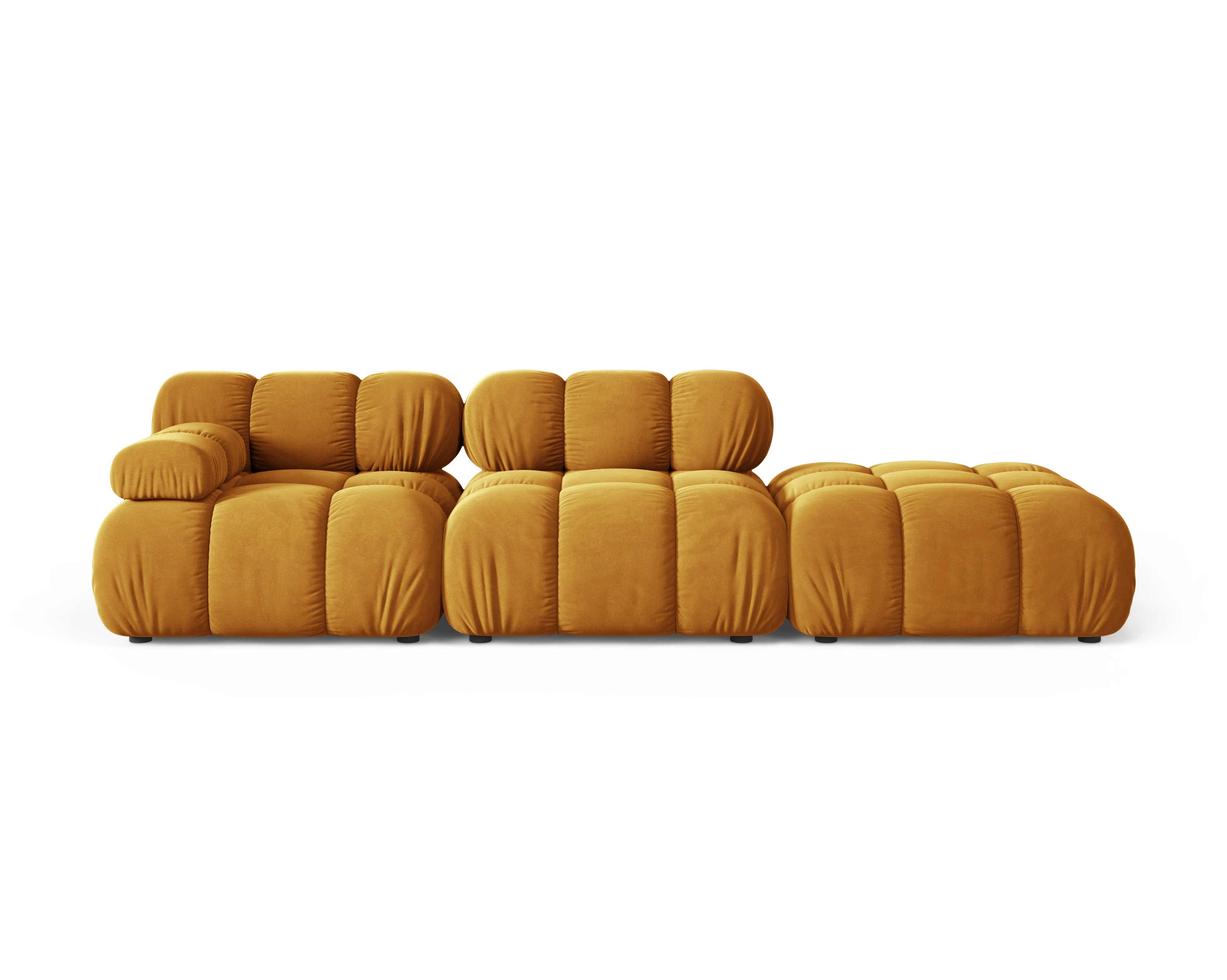Modulares Sofa BELLIS in senfgelbem Velours, rechtsseitig offen