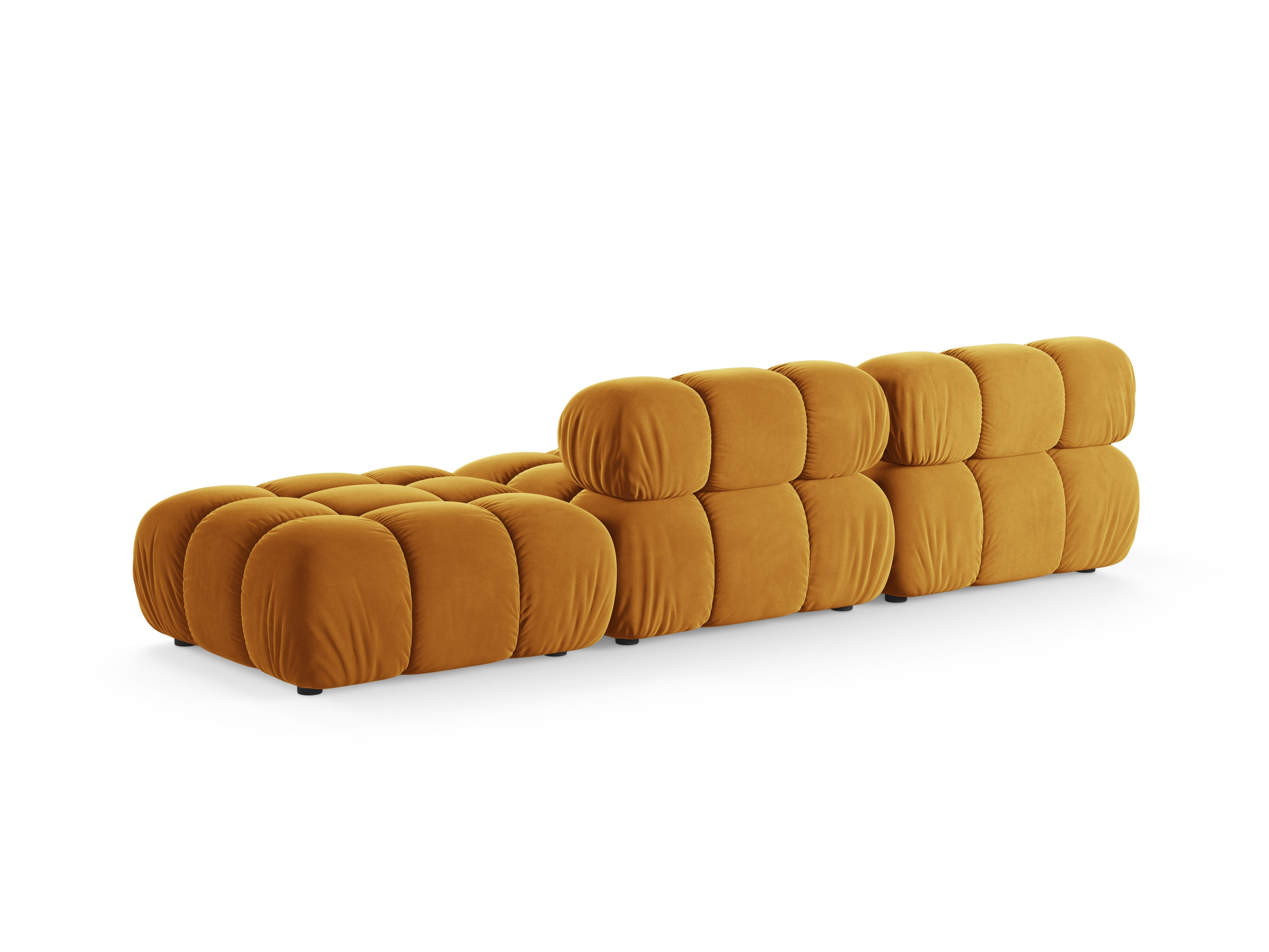Modulares Sofa BELLIS in senfgelbem Velours, rechtsseitig offen