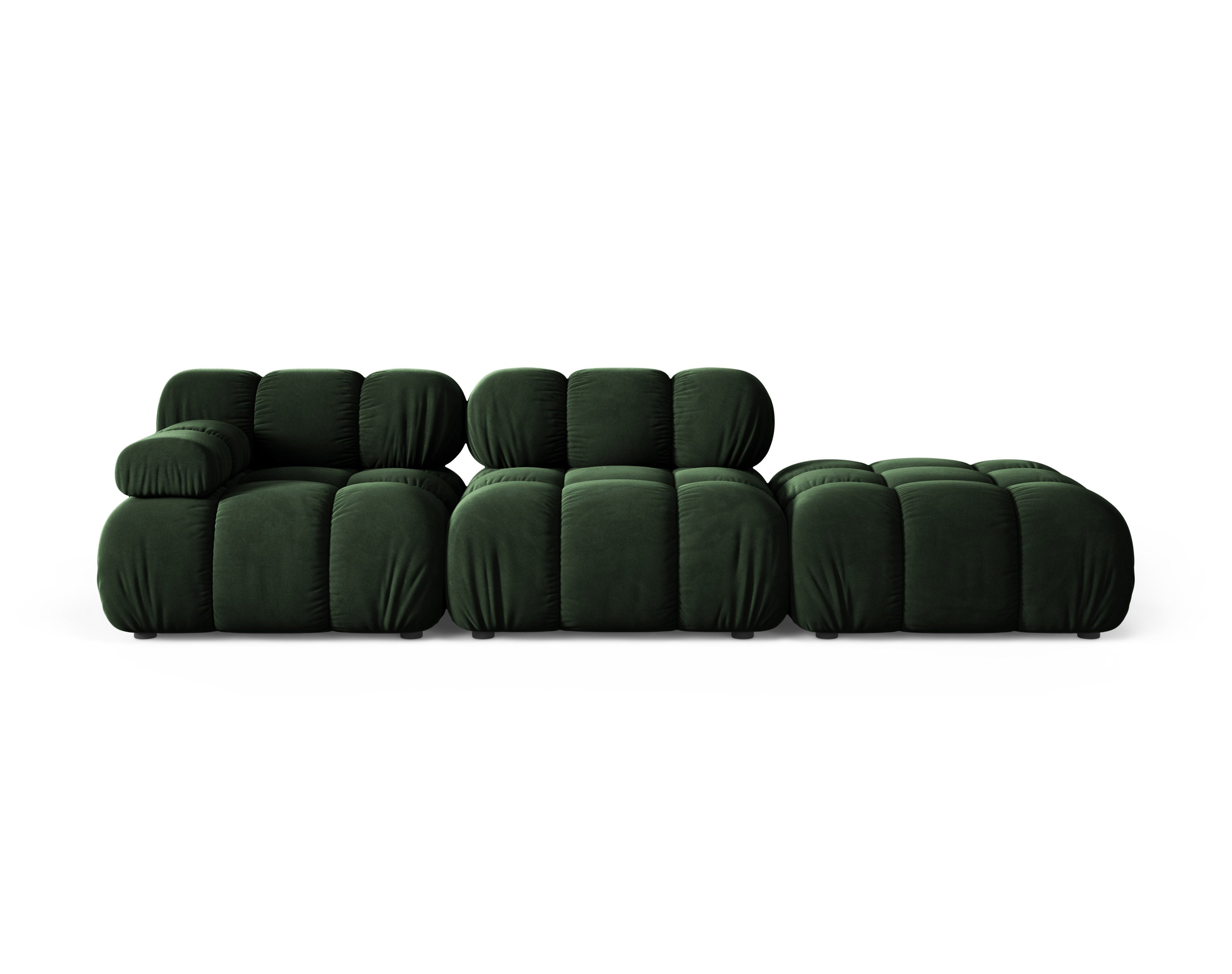 Modulares Sofa mit offener rechter Seite BELLIS in Flaschengrün aus Samt