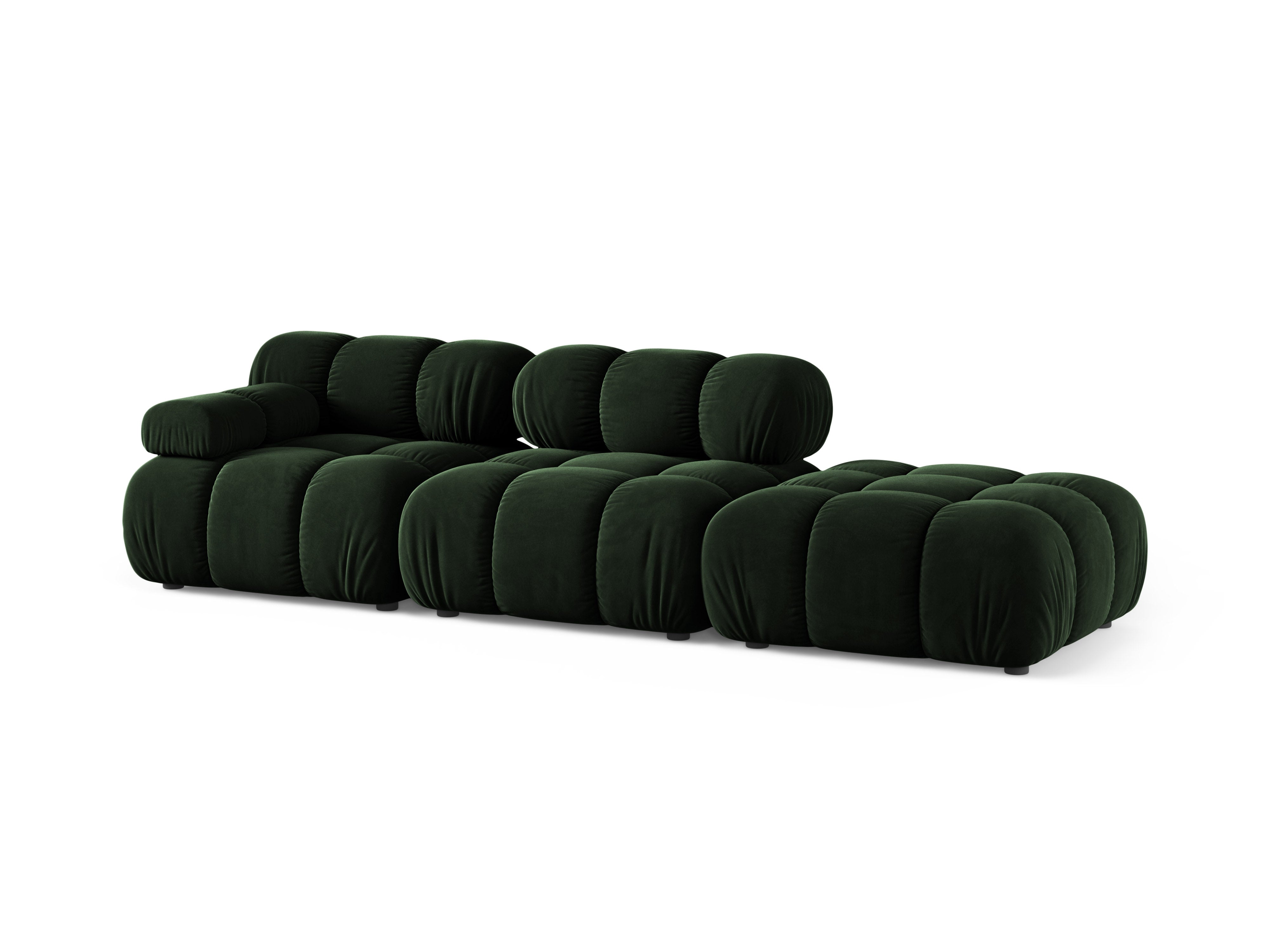 Modulares Sofa mit offener rechter Seite BELLIS in Flaschengrün aus Samt
