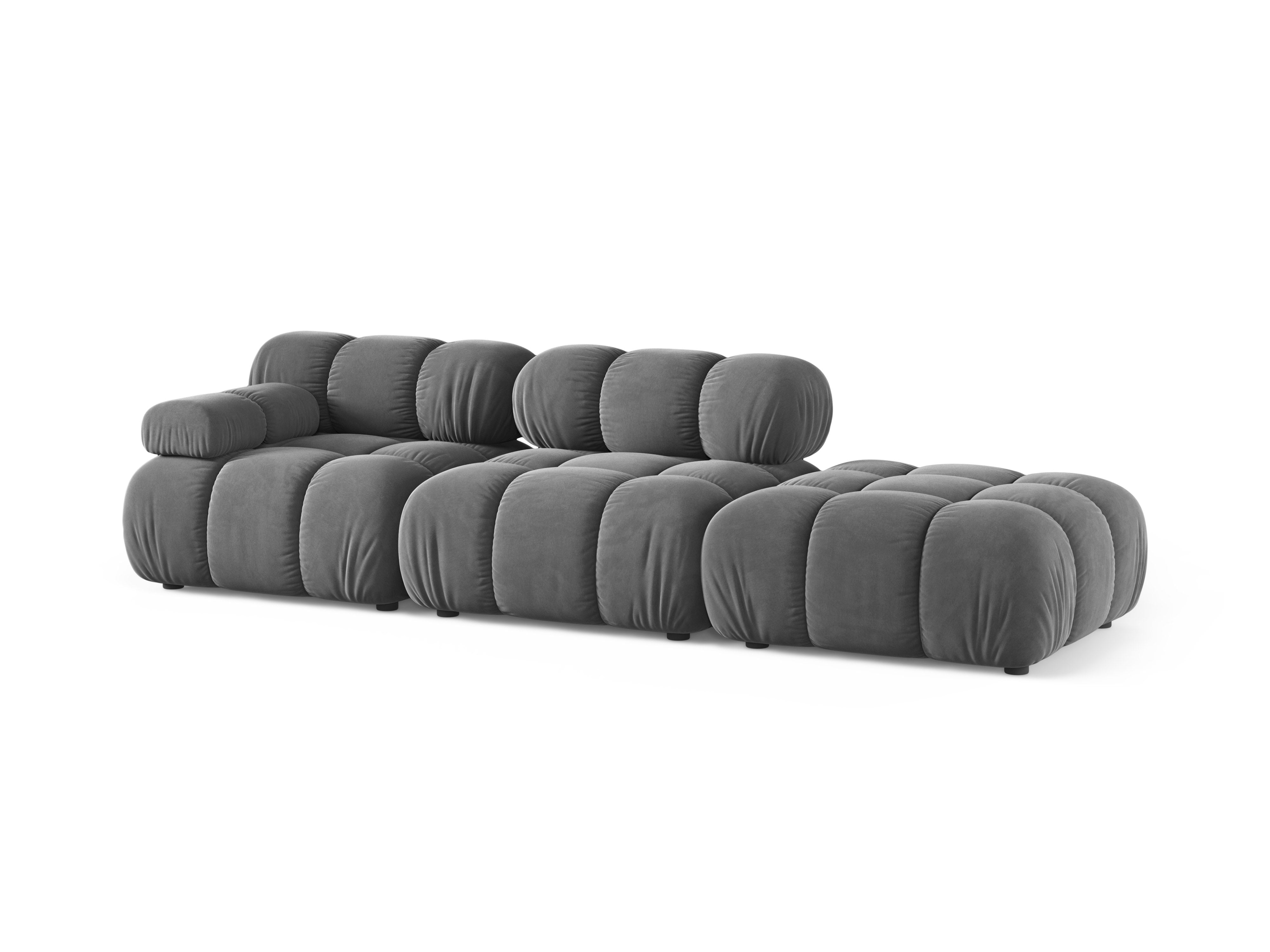 Modulares Sofa BELLIS mit offener rechter Seite in grauem Samt
