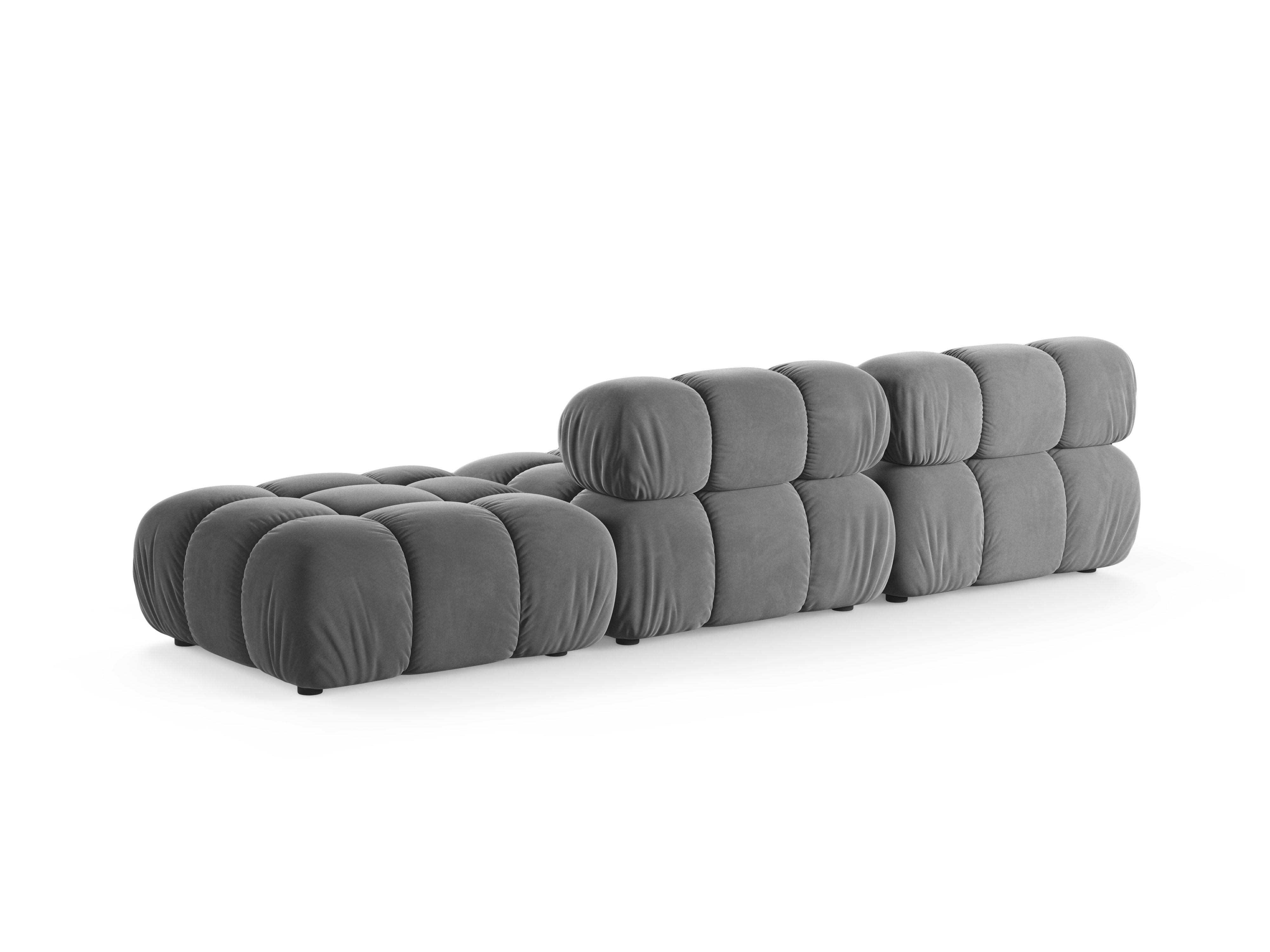 Modulares Sofa BELLIS mit offener rechter Seite in grauem Samt