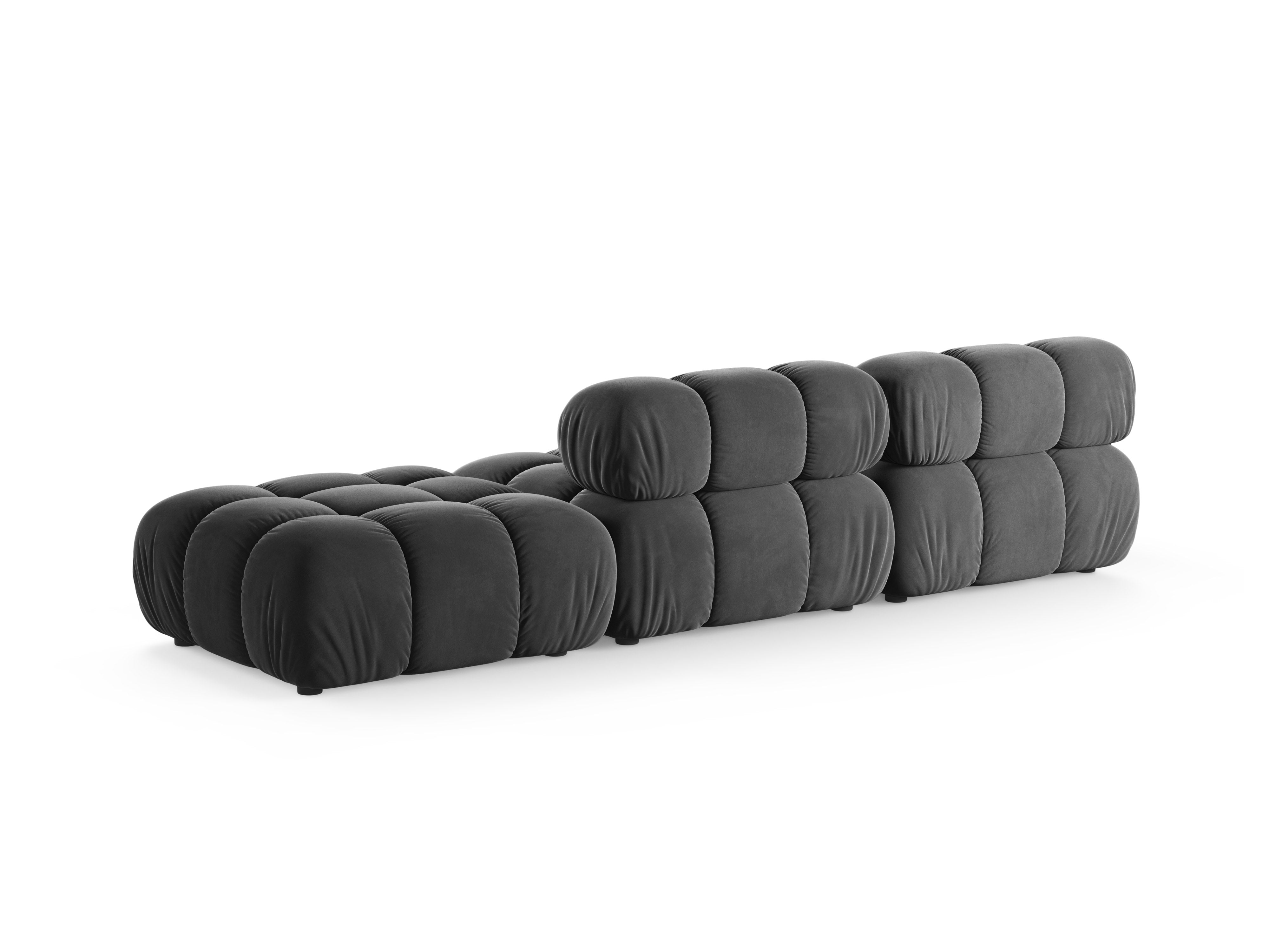 Modulares Sofa mit offener rechter Seite BELLIS in dunkelgrauem Samt