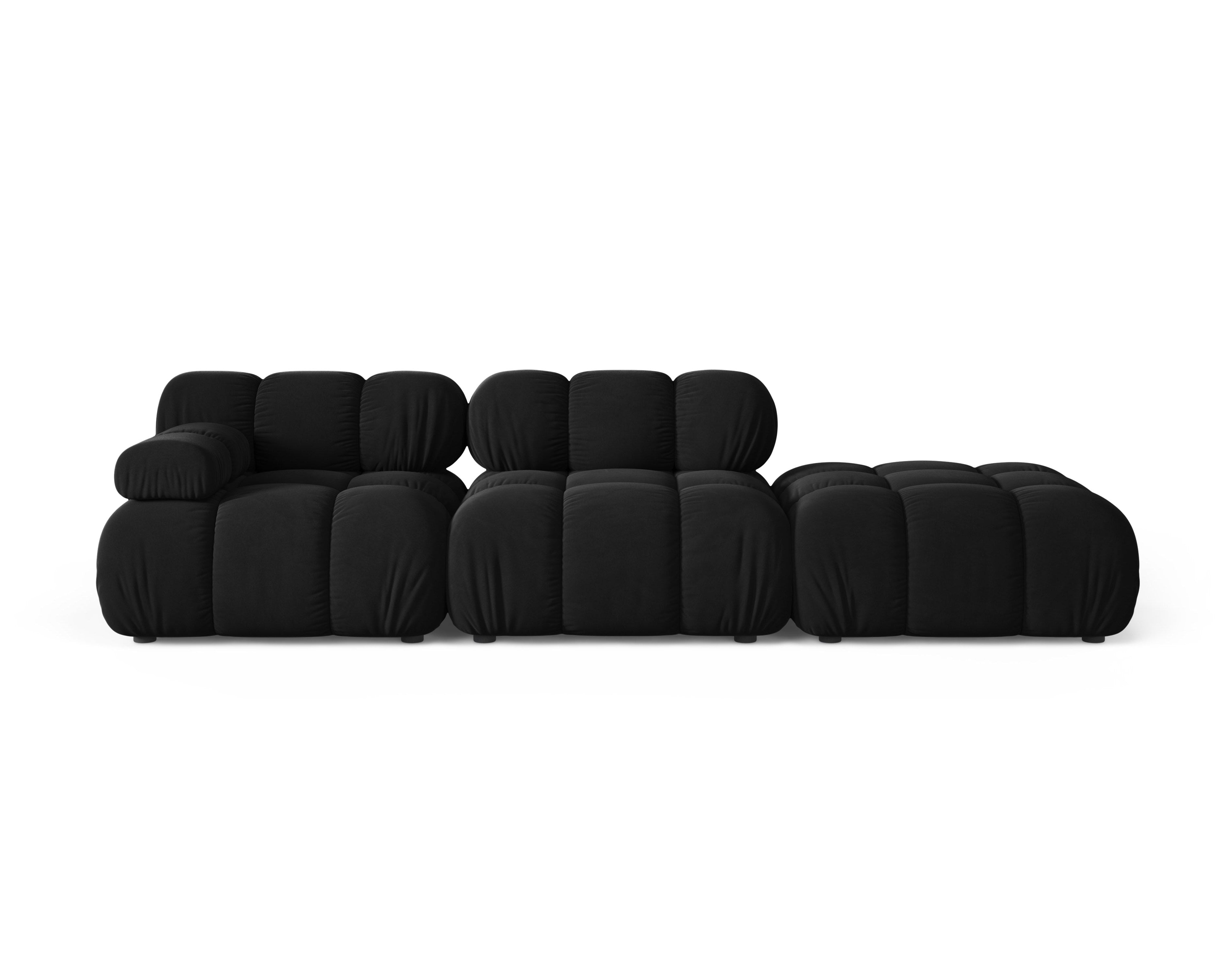 Modulares Sofa aus Samt, offen, rechtsseitig, BELLIS, schwarz