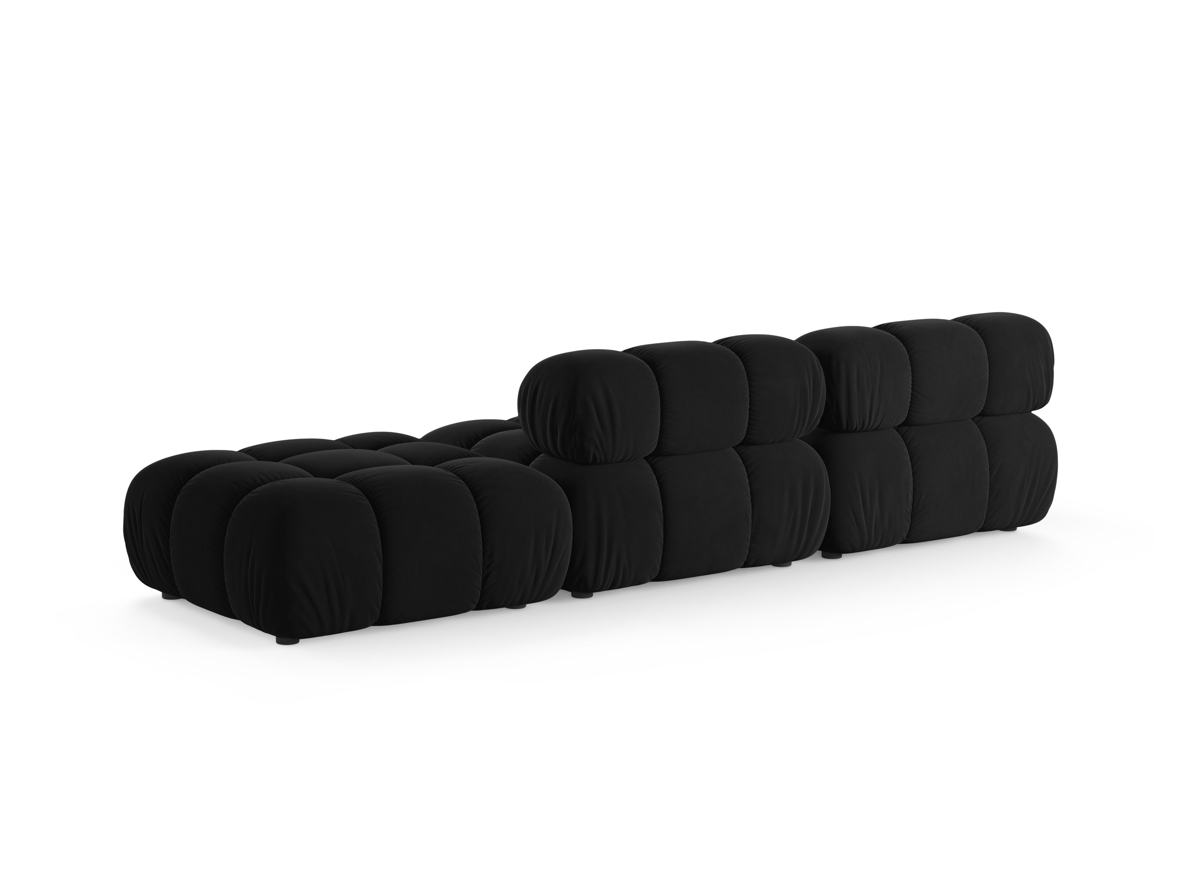 Modulares Sofa aus Samt, offen, rechtsseitig, BELLIS, schwarz