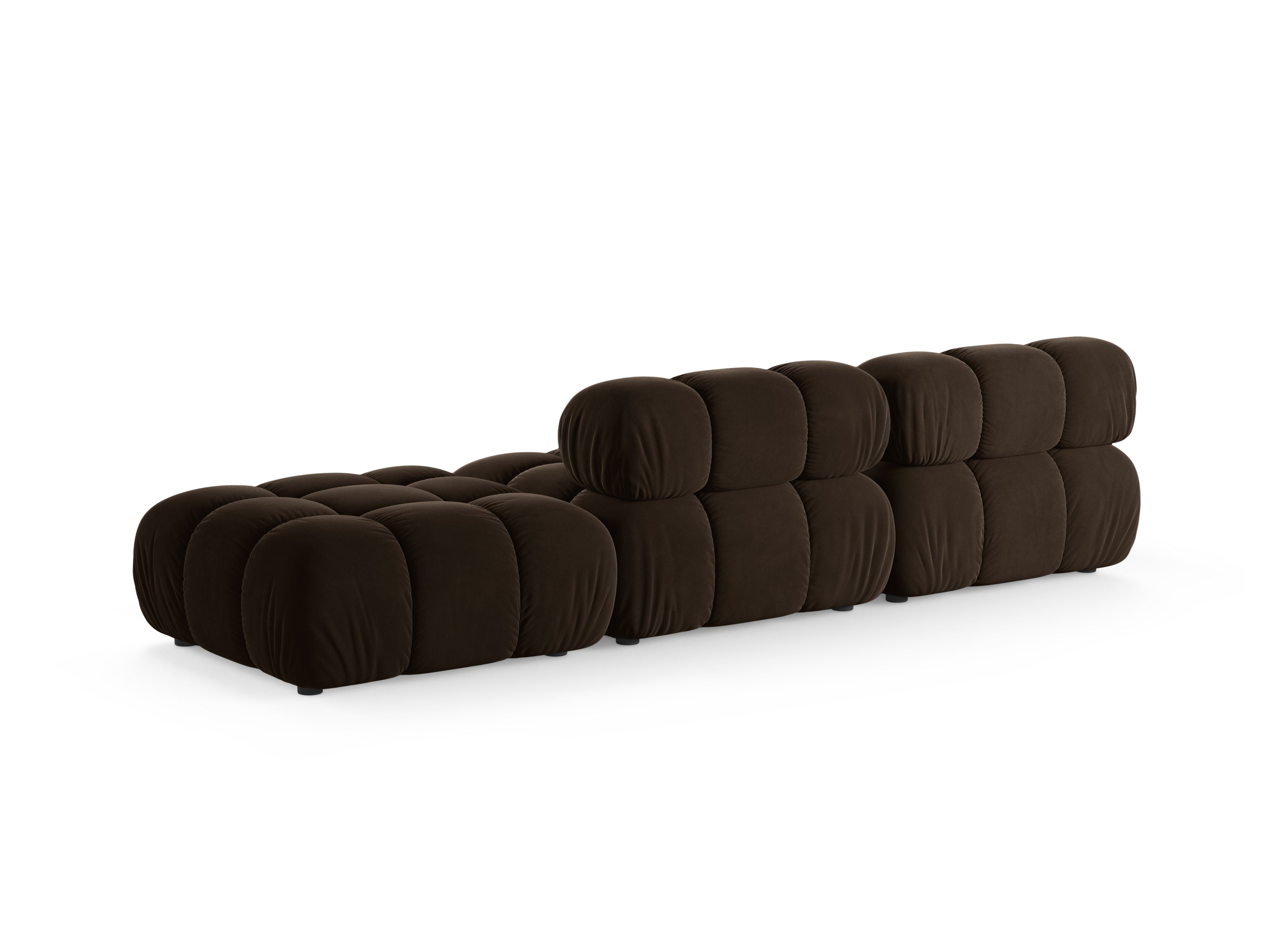 Modulares Sofa aus Samt, offen, rechtsseitig, BELLIS in Schokoladenfarbe