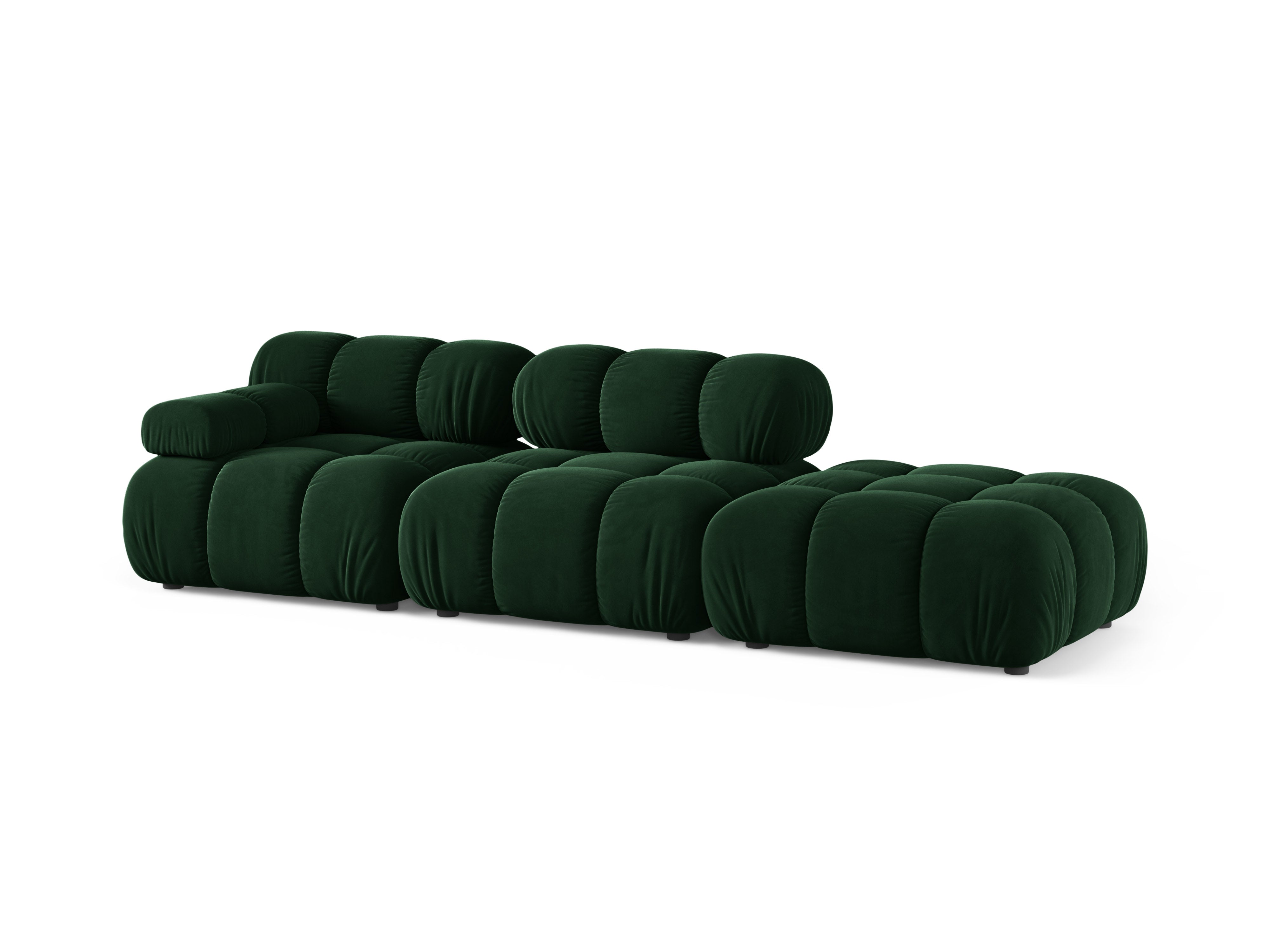Modulares Sofa aus Samt, offen, rechtsseitig, BELLIS in Flaschengrün