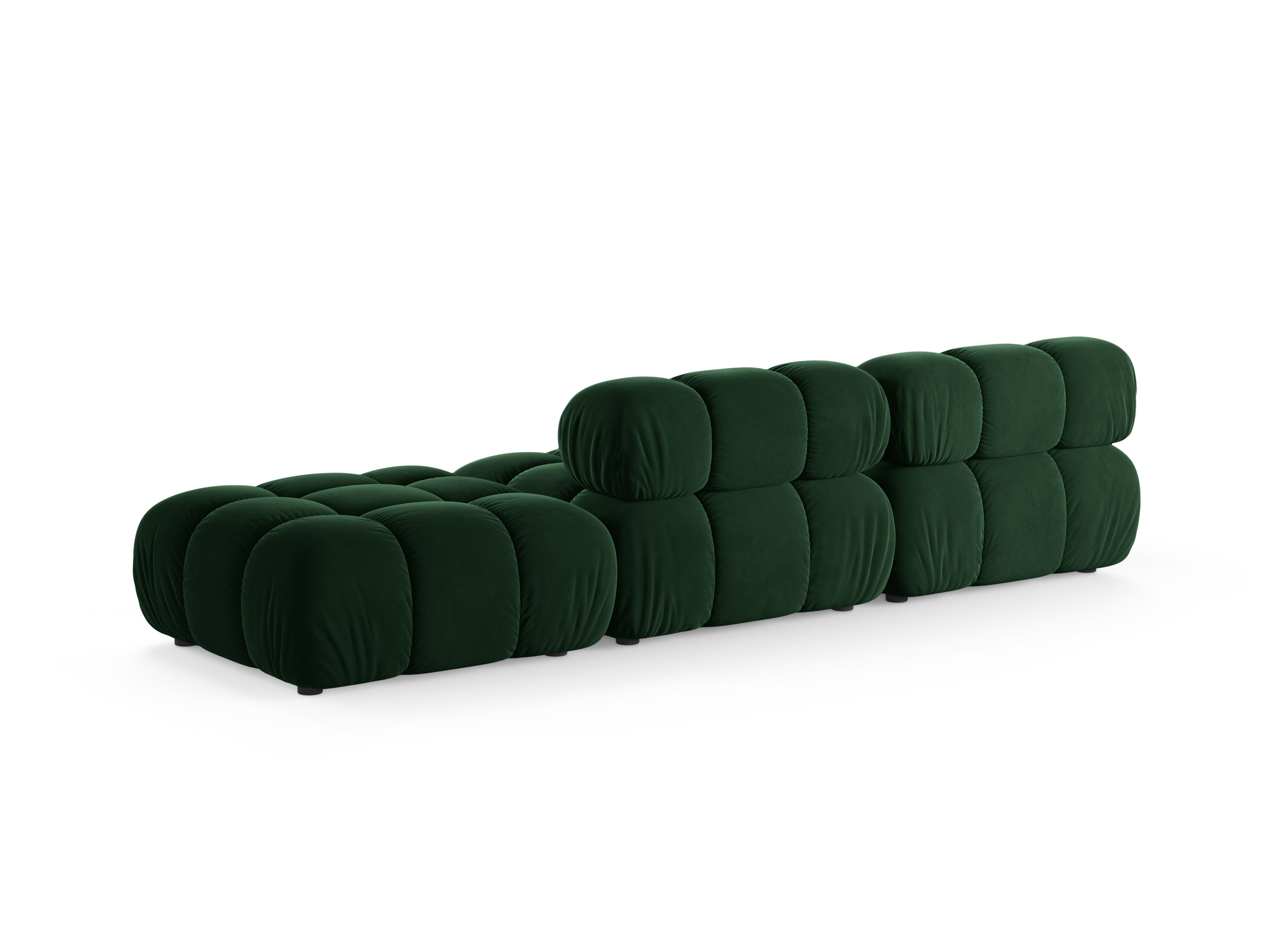 Modulares Sofa aus Samt, offen, rechtsseitig, BELLIS in Flaschengrün