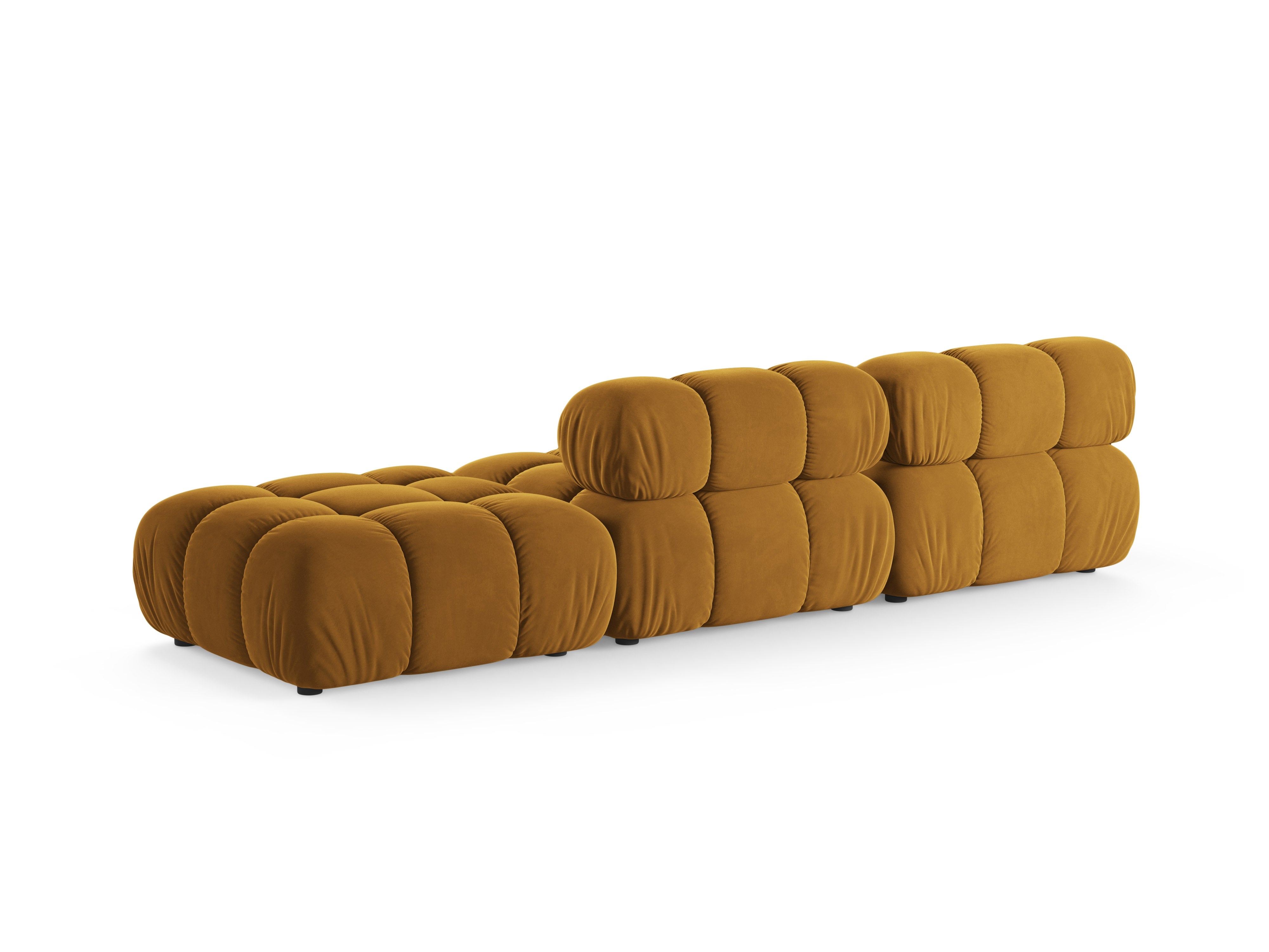 Modulares Sofa aus Samt, offen, rechtsseitig, BELLIS in Senfgelb
