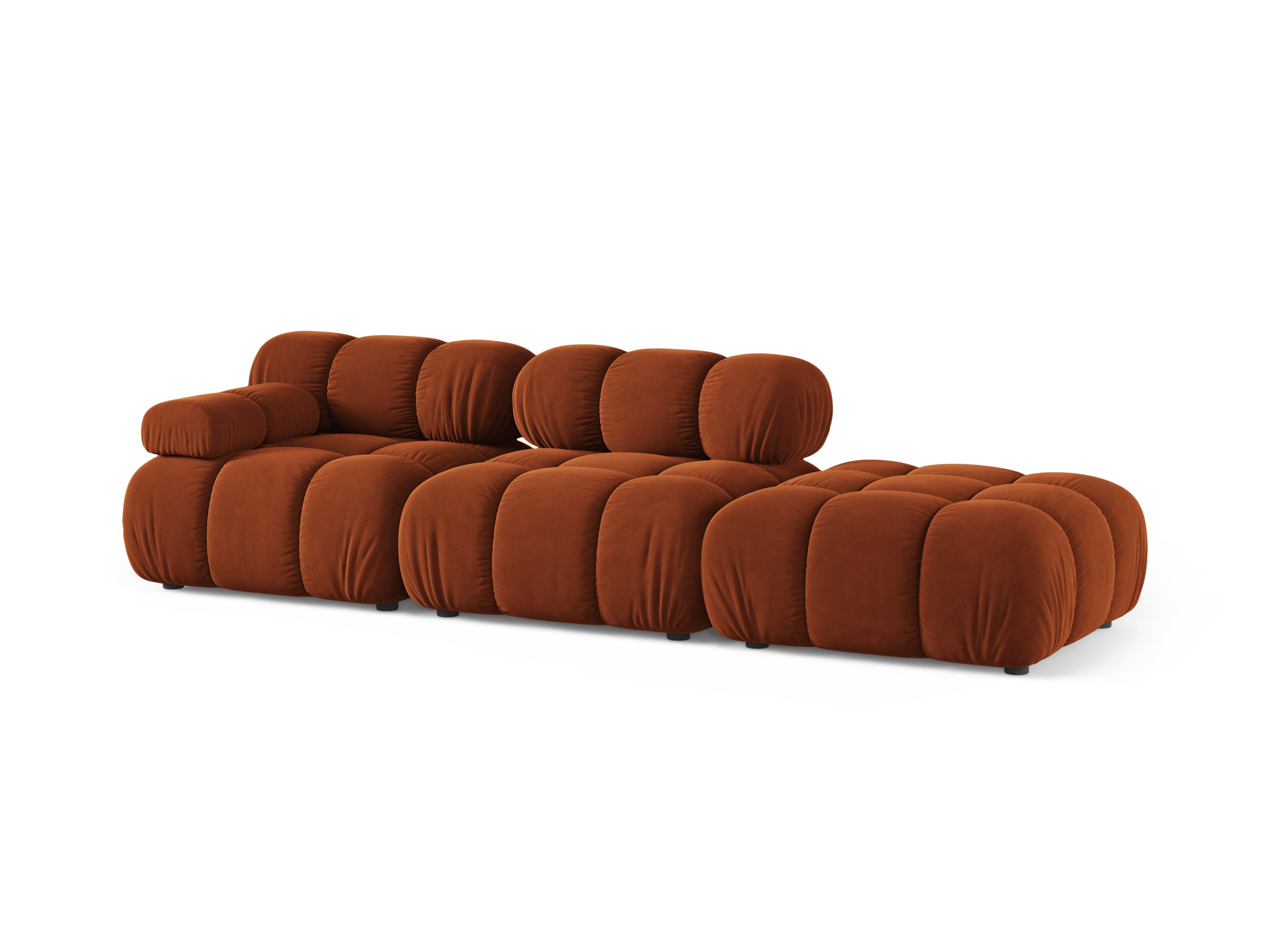 Modulares Sofa aus Samt, offen, rechtsseitig, BELLIS, ziegelrot