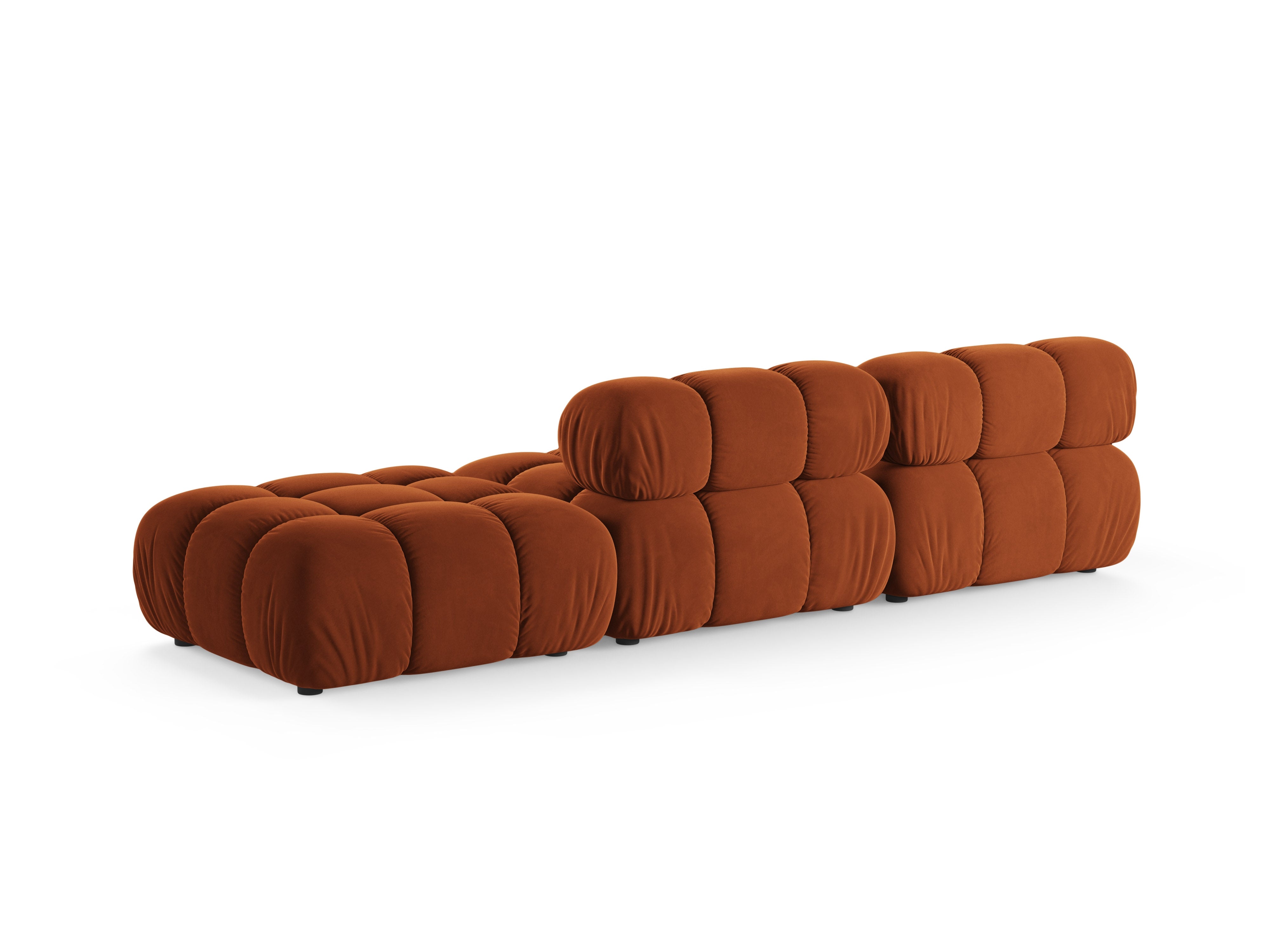 Modulares Sofa aus Samt, offen, rechtsseitig, BELLIS, ziegelrot