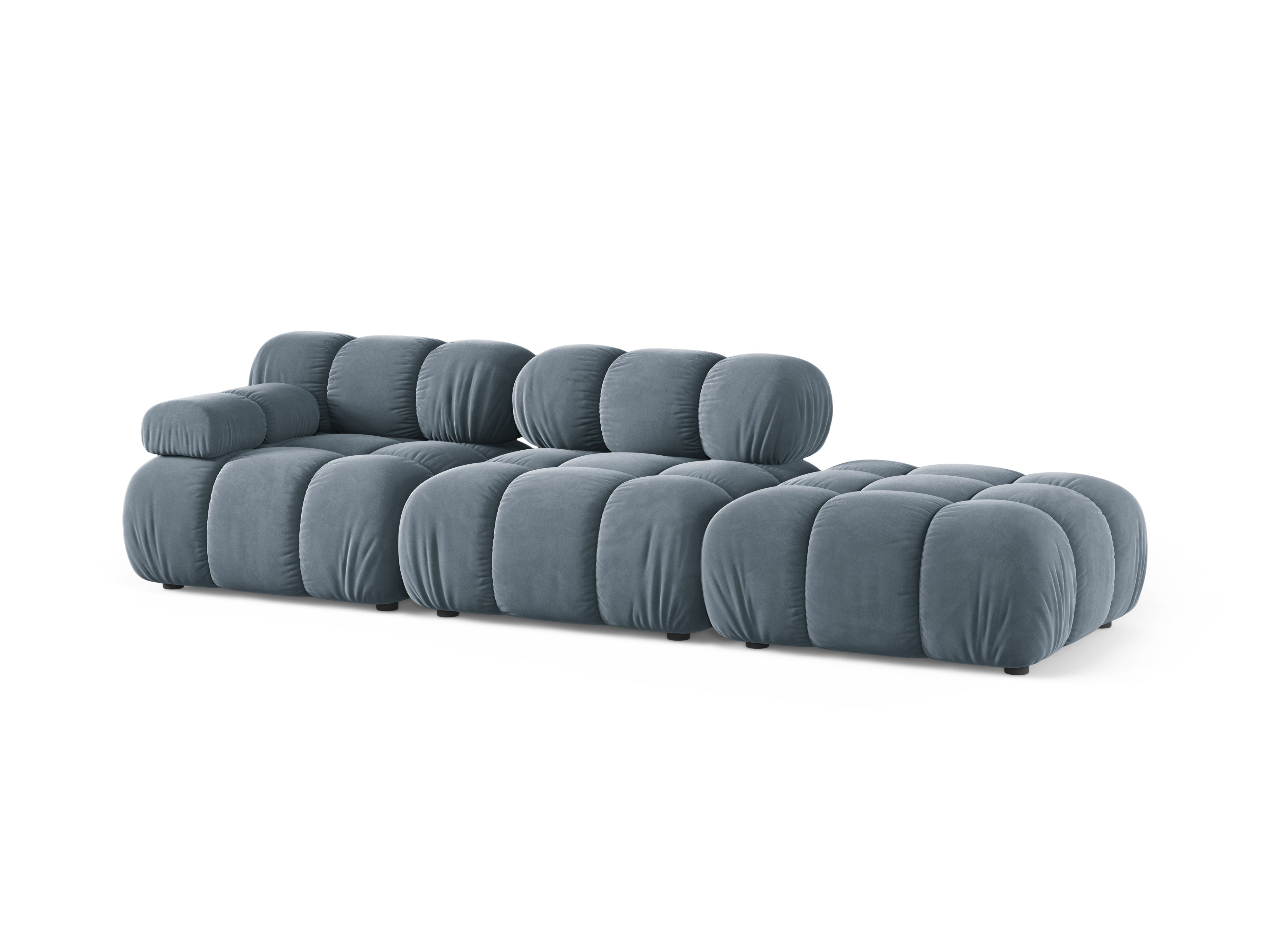 Modulares Samtsofa BELLIS offen rechts in Blau