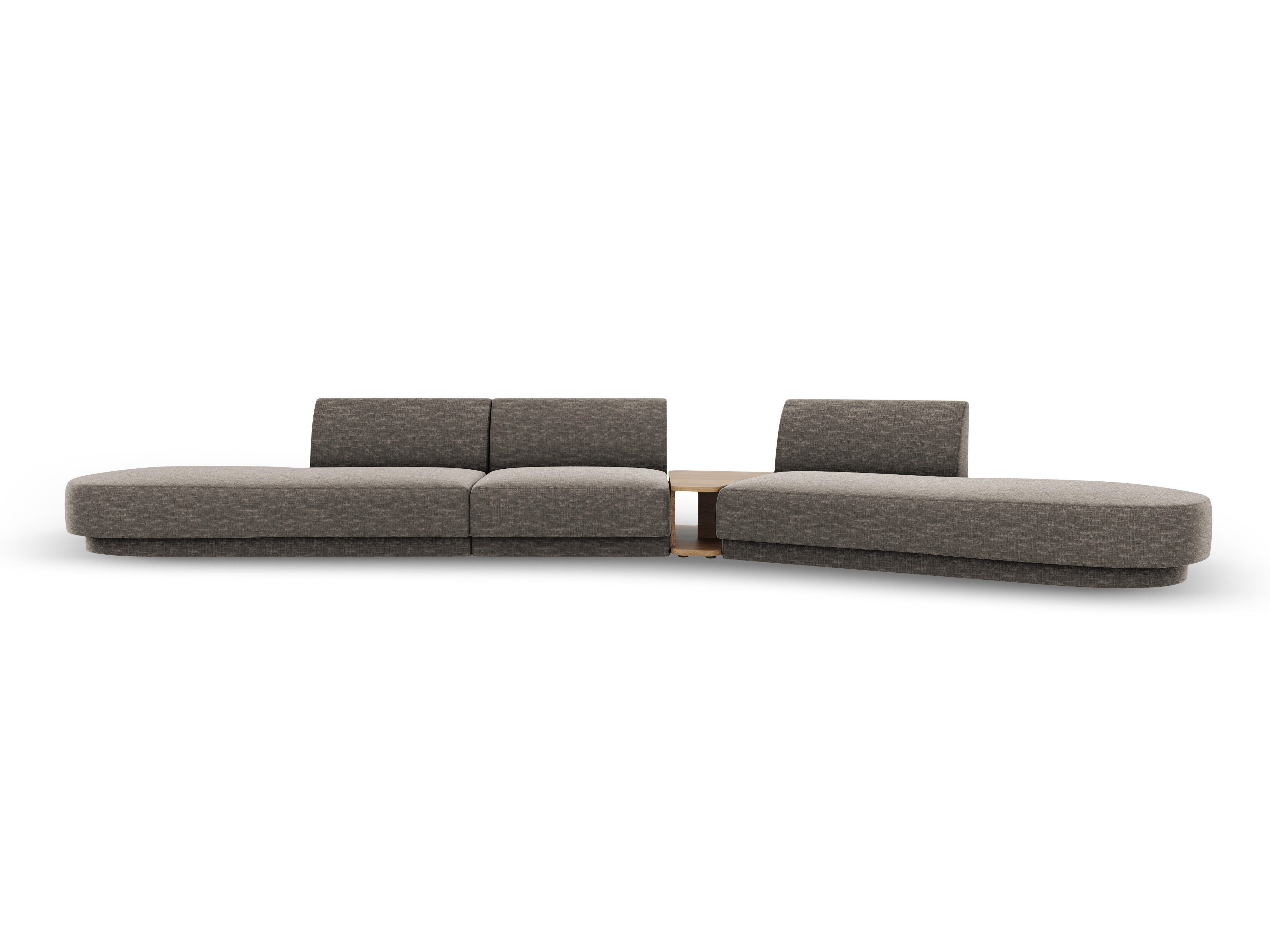 Modulares Sofa mit Tisch, 5-Sitzer MILEY, graues schimmerndes Chenille