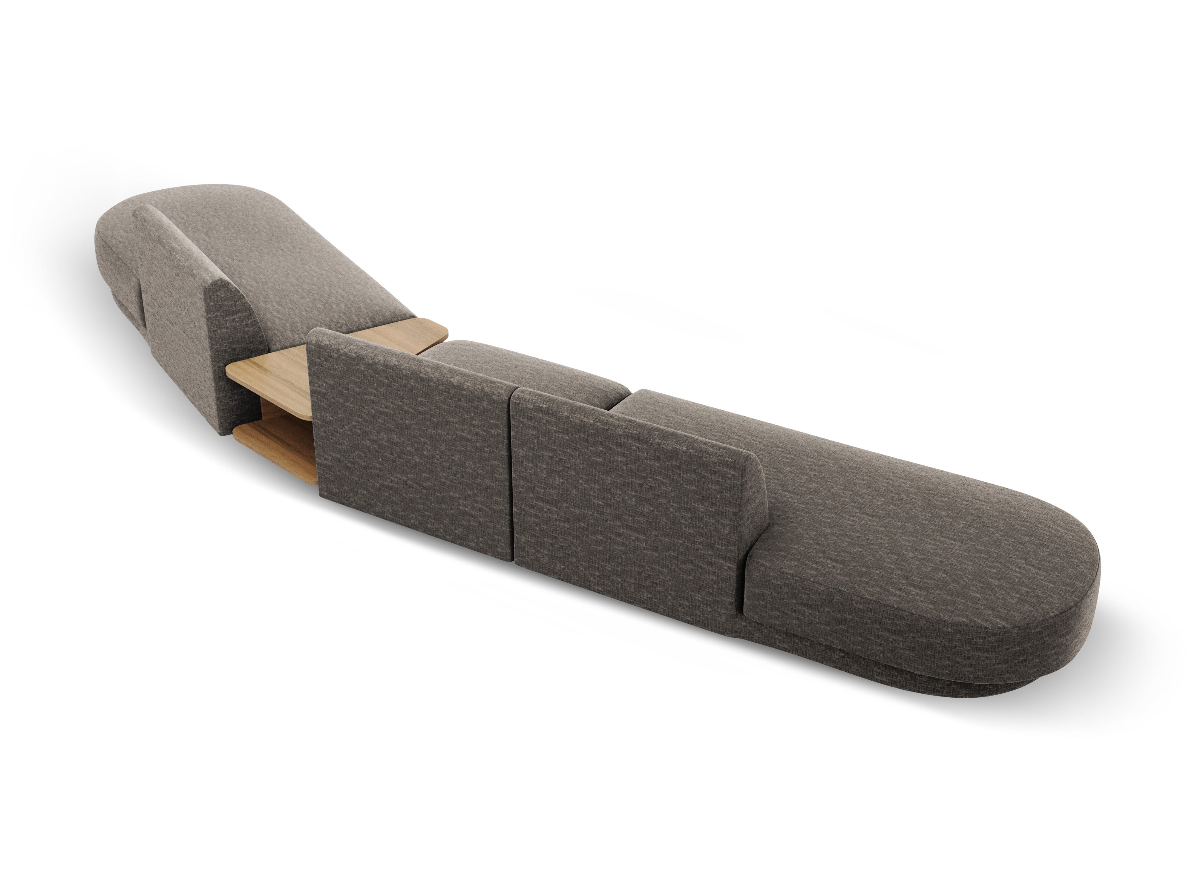 Modulares Sofa mit Tisch, 5-Sitzer MILEY, graues schimmerndes Chenille