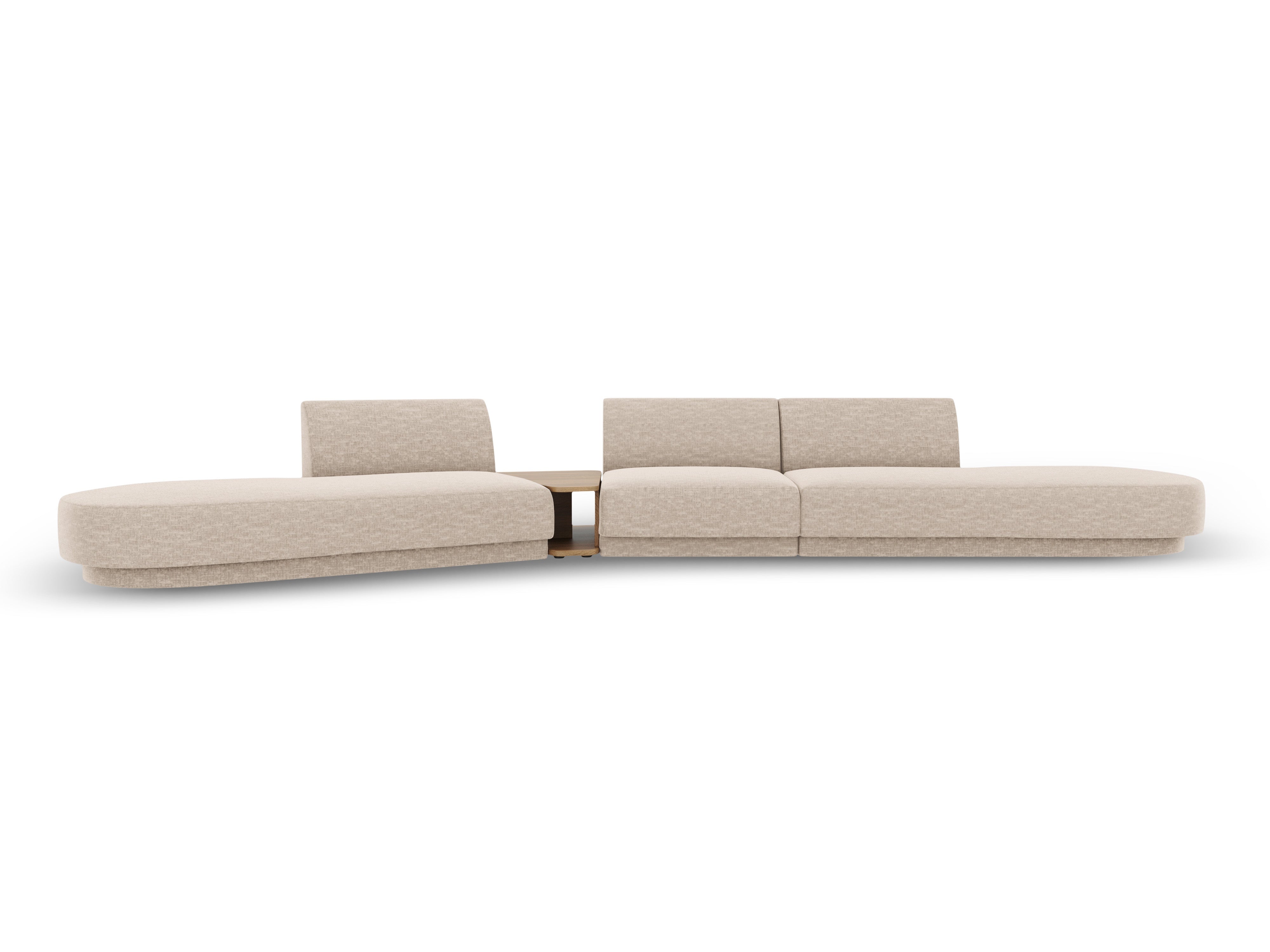Modulares Sofa links mit Tisch für 5 Personen MILEY beige Chenille