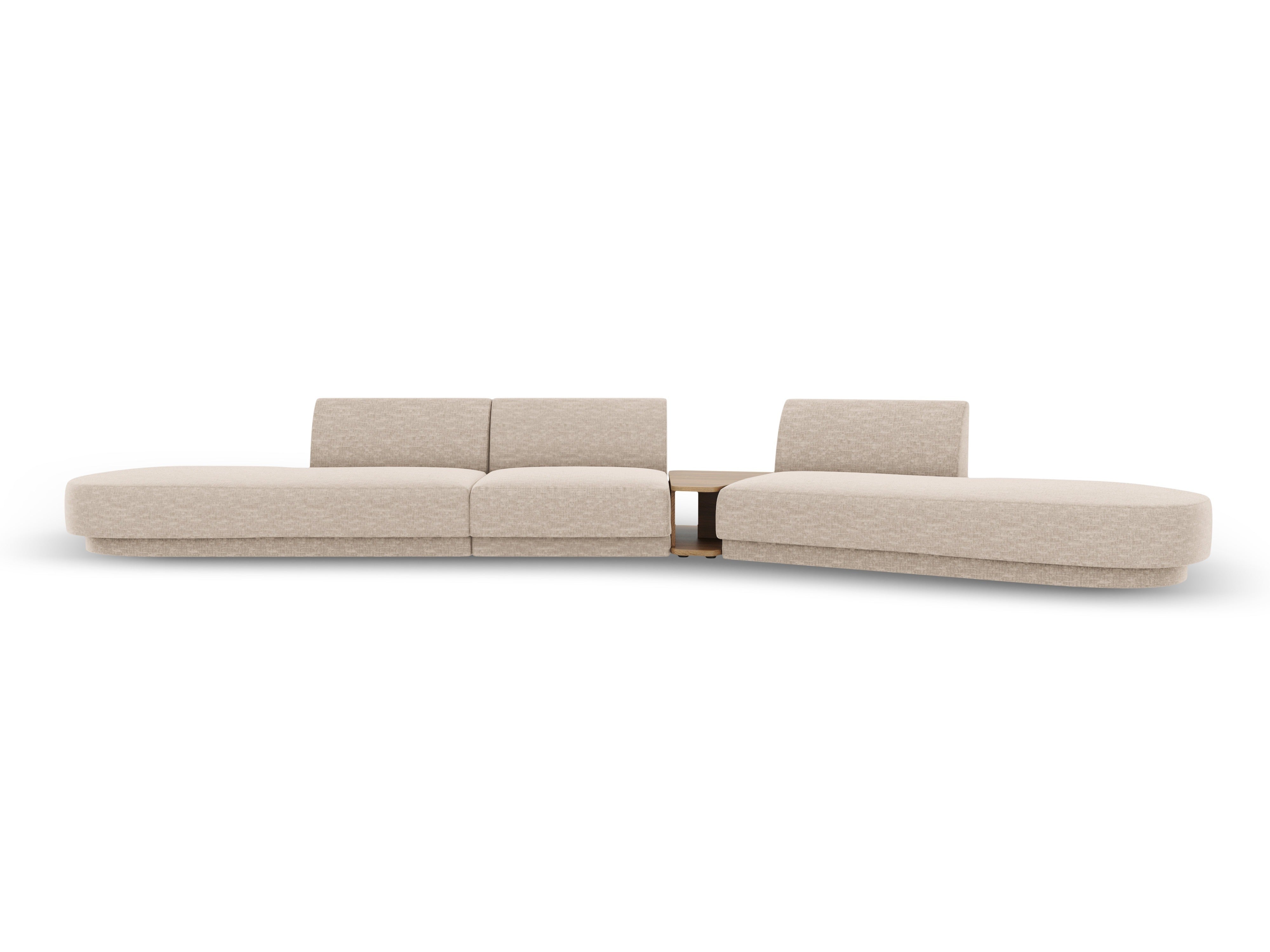 Modularsofa rechts mit Tisch für 5 Personen MILEY beige Chenille