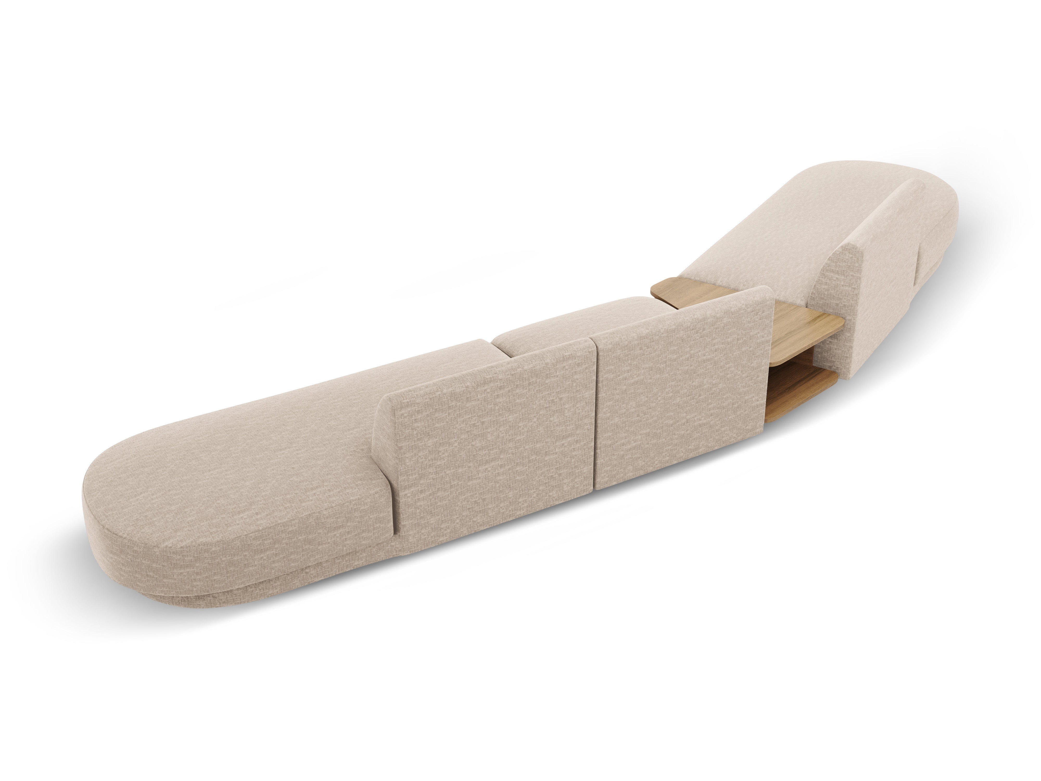 Modulares Sofa links mit Tisch für 5 Personen MILEY beige Chenille