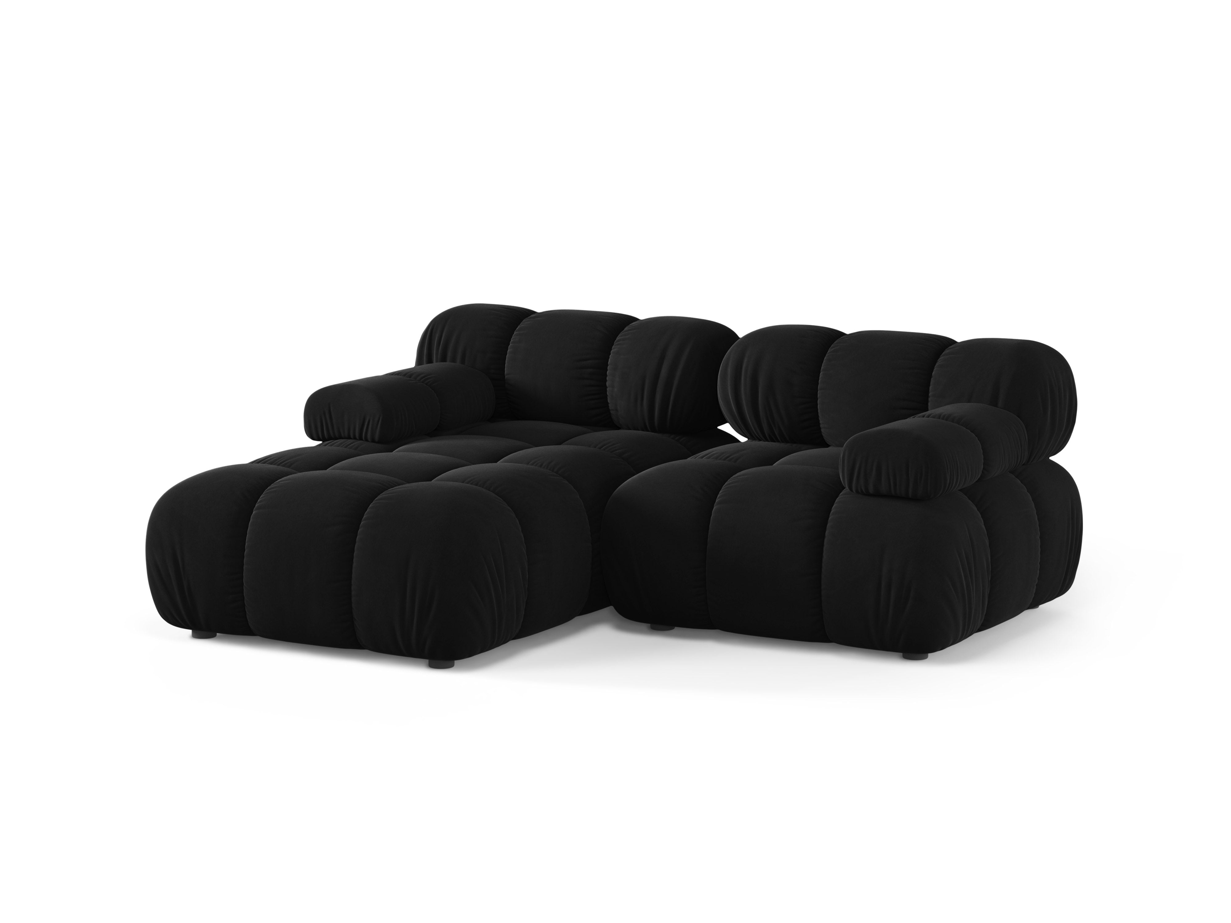Samt-Ecksofa für zwei Personen, linksseitig, BELLIS in Schwarz