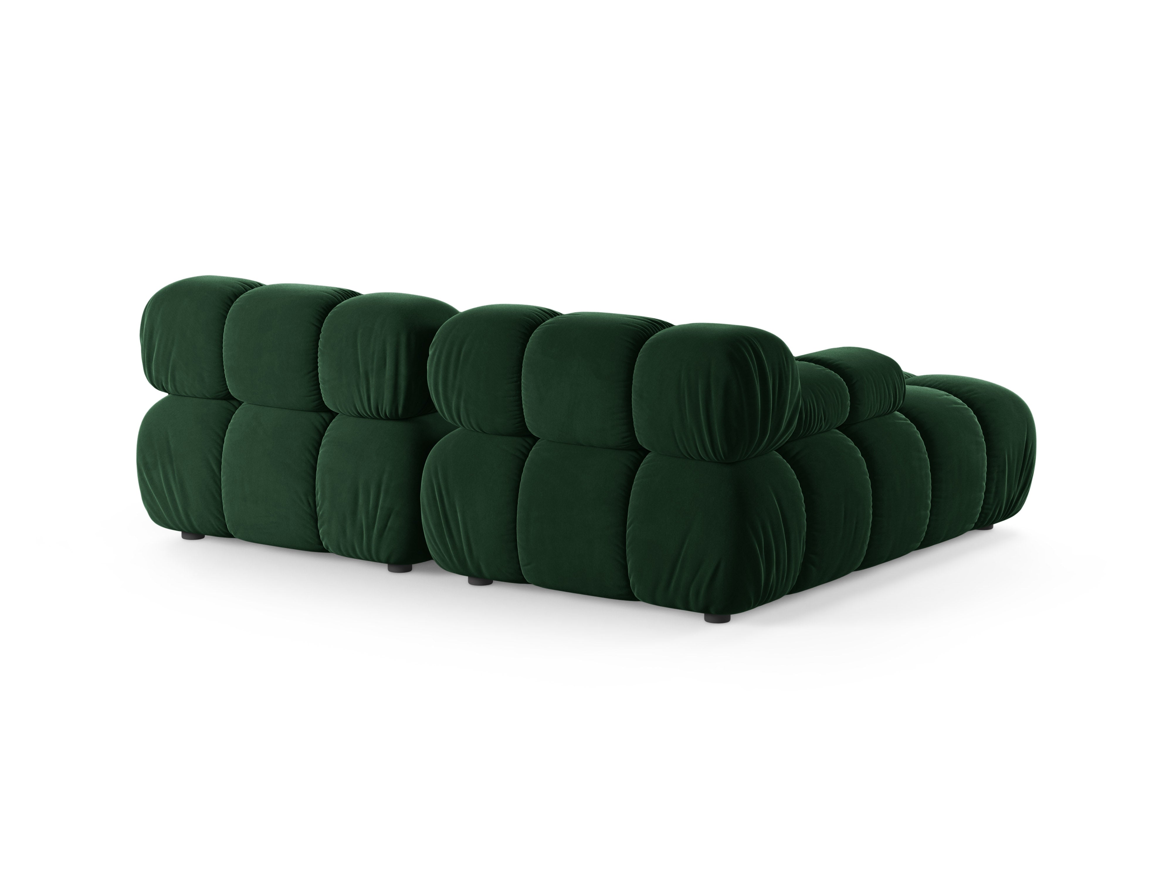 Samt-Ecksofa für 2 Personen, linksseitig, BELLIS in Flaschengrün.