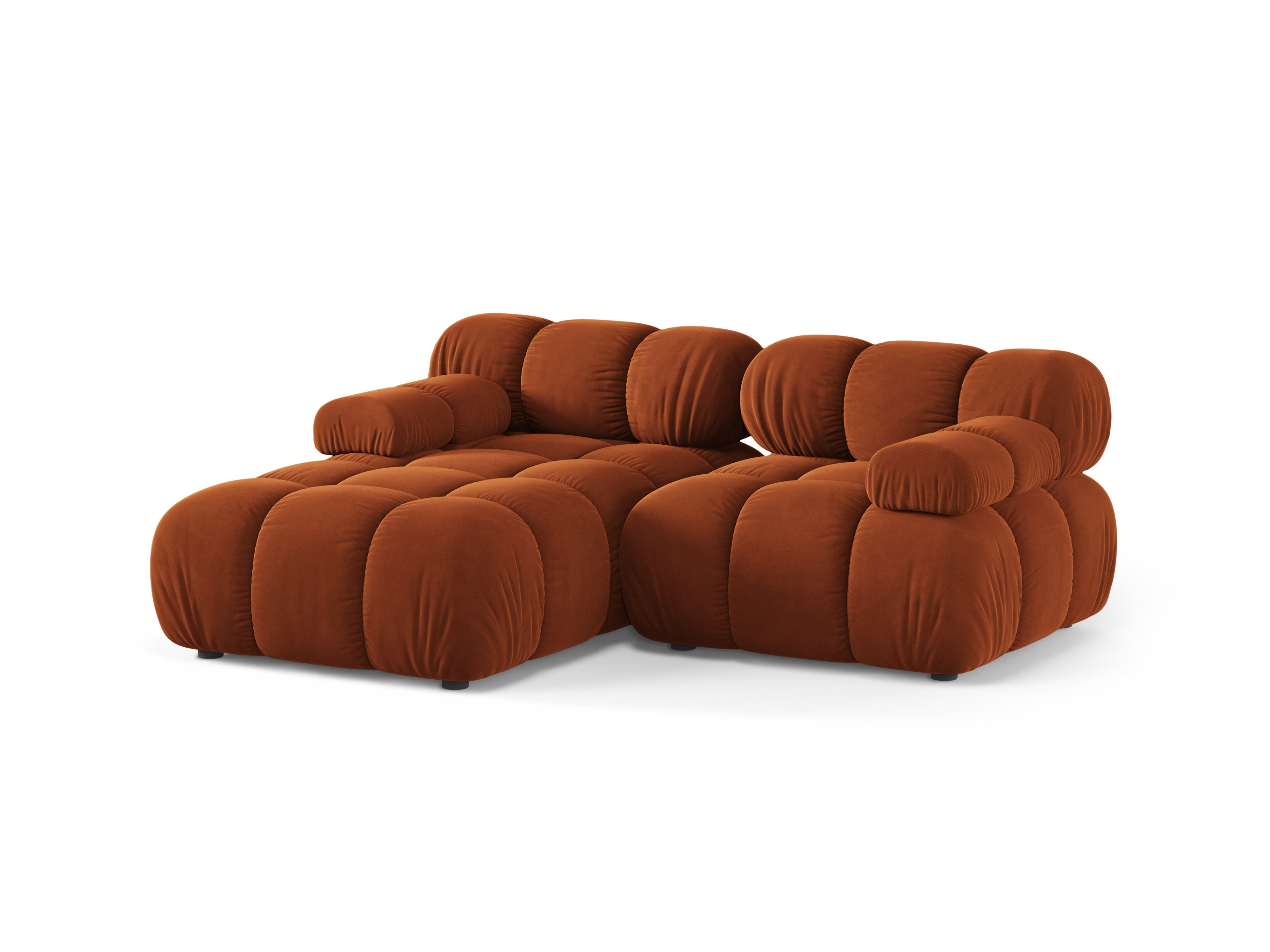 Samt-Ecksofa für 2 Personen, linksseitig, BELLIS in Ziegelrot