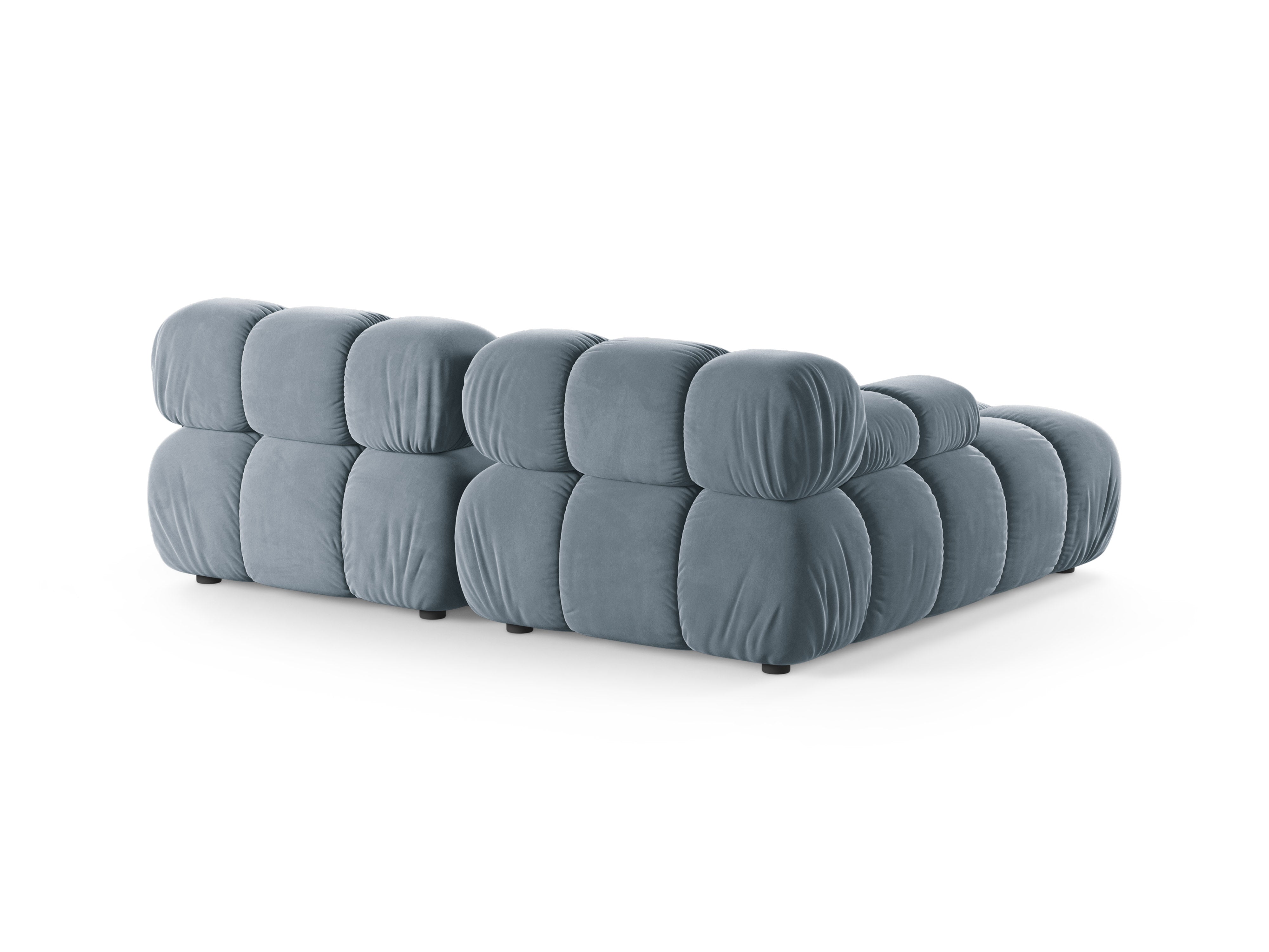 Samt-Ecksofa für 2 Personen, linksseitig, BELLIS in Blau