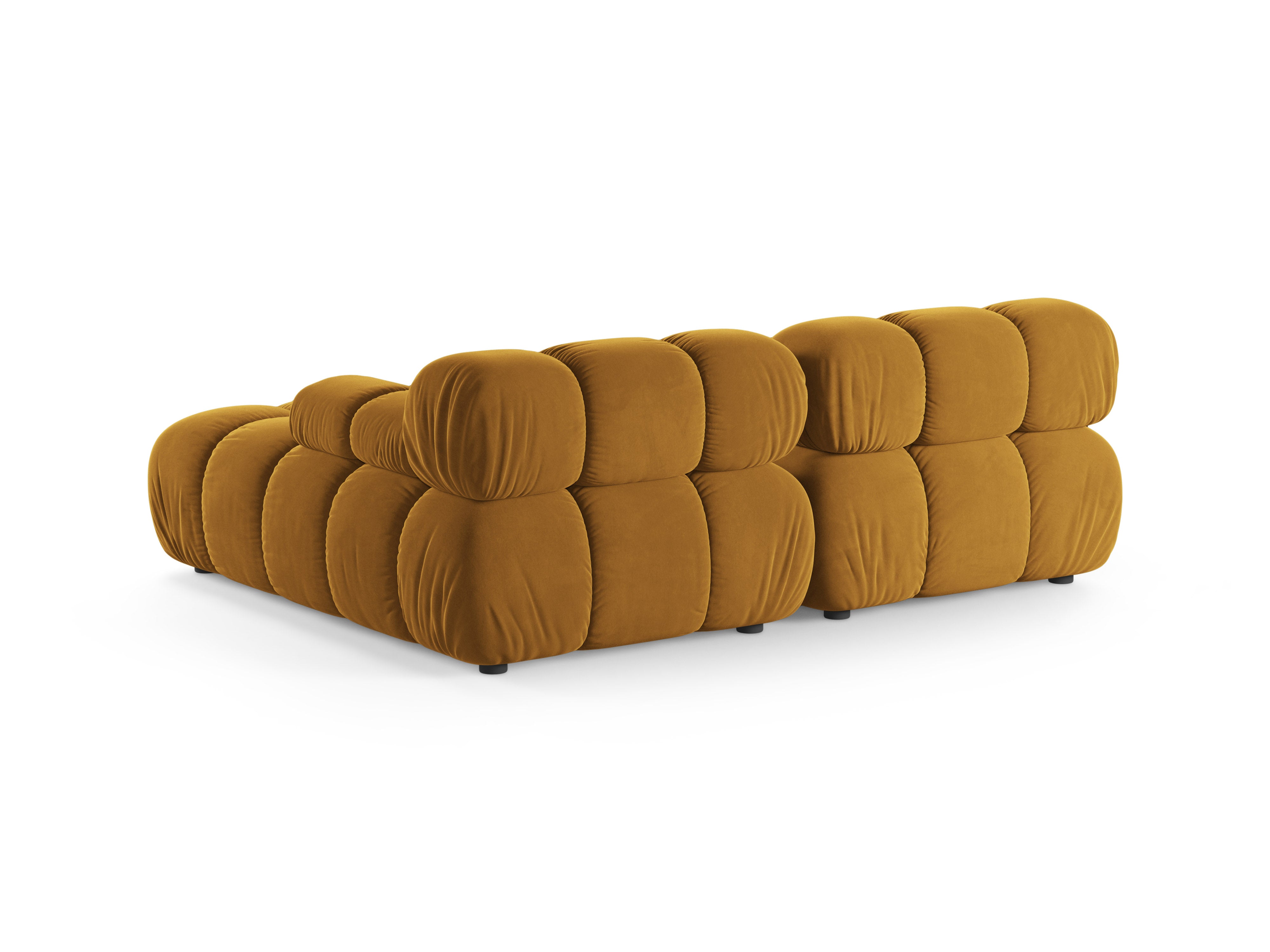 Samt-Ecksofa für zwei Personen, rechtsseitig, BELLIS in Senfgelb.