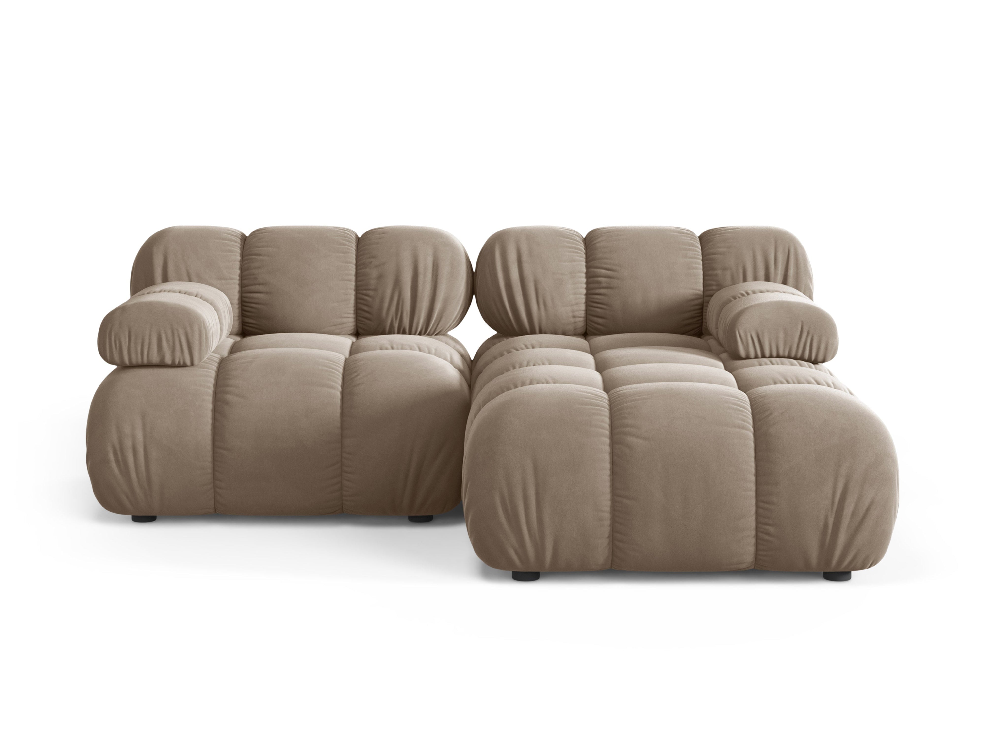 Samt-Ecksofa für 2 Personen, rechtsseitig, BELLIS in Cappuccino.