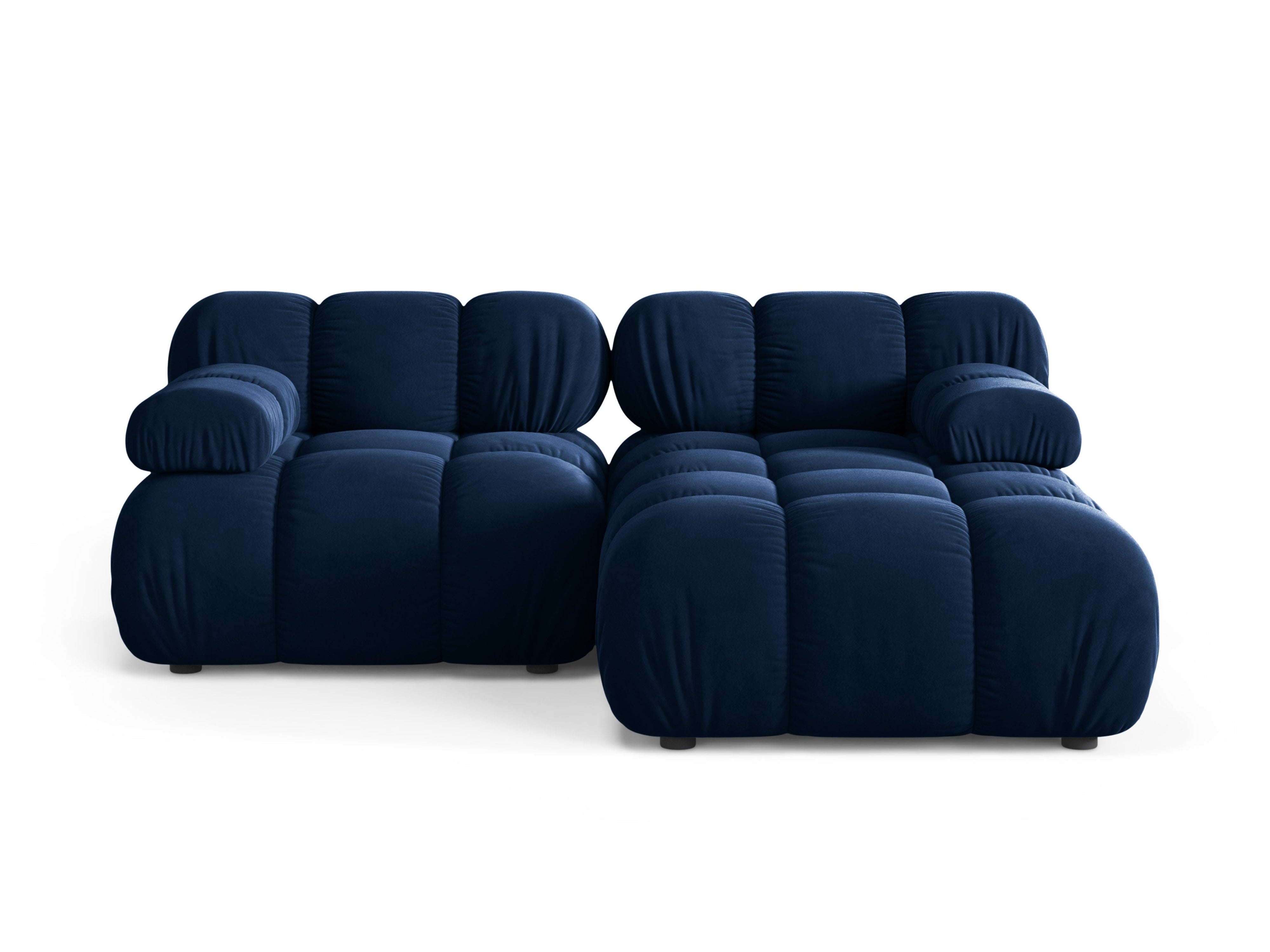 Samt-Ecksofa für 2 Personen, rechtsseitig, BELLIS in königsblau.
