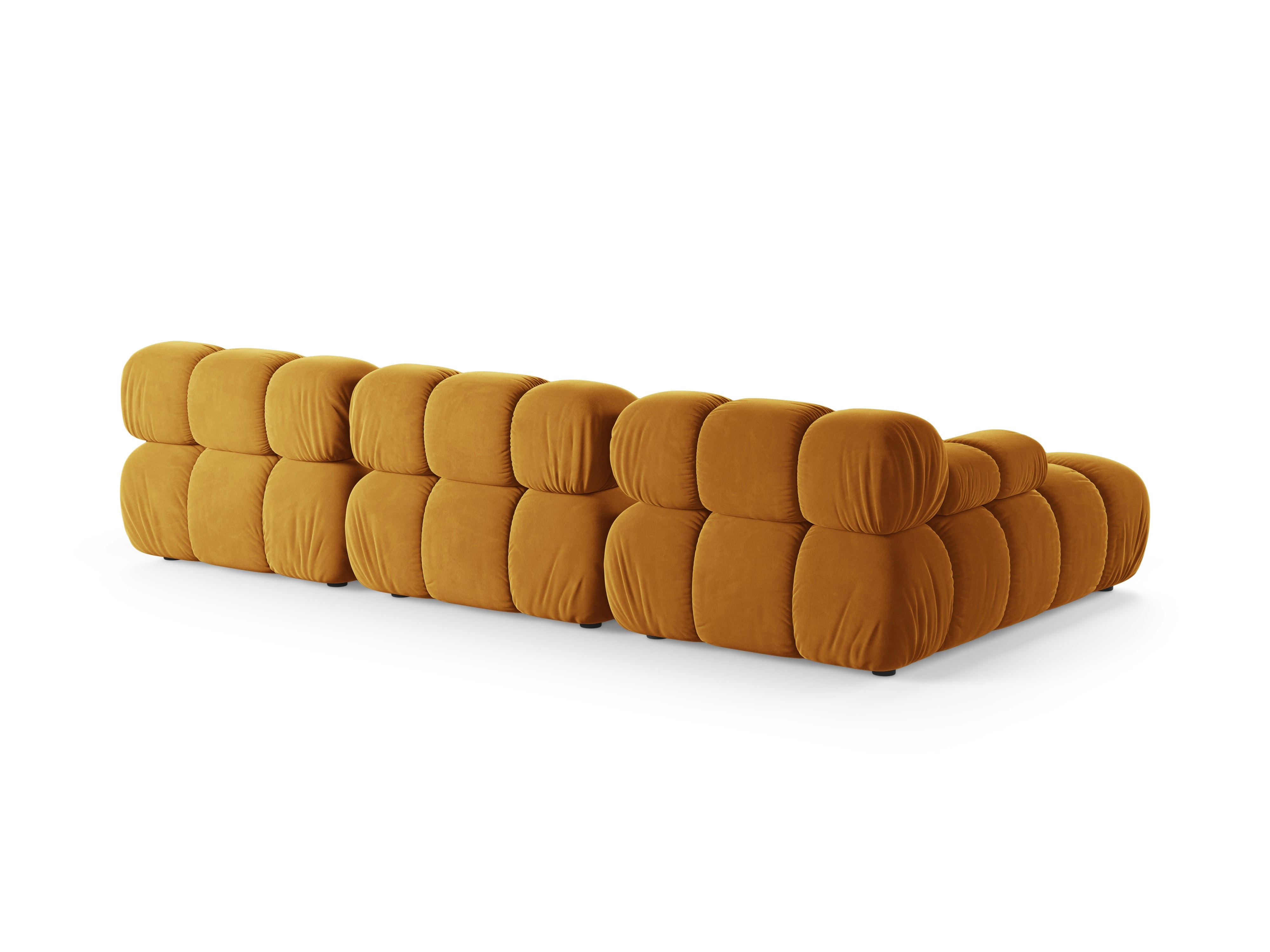 3-sitziger, linksseitiger Ecksofa BELLIS aus senfgelbem Samt