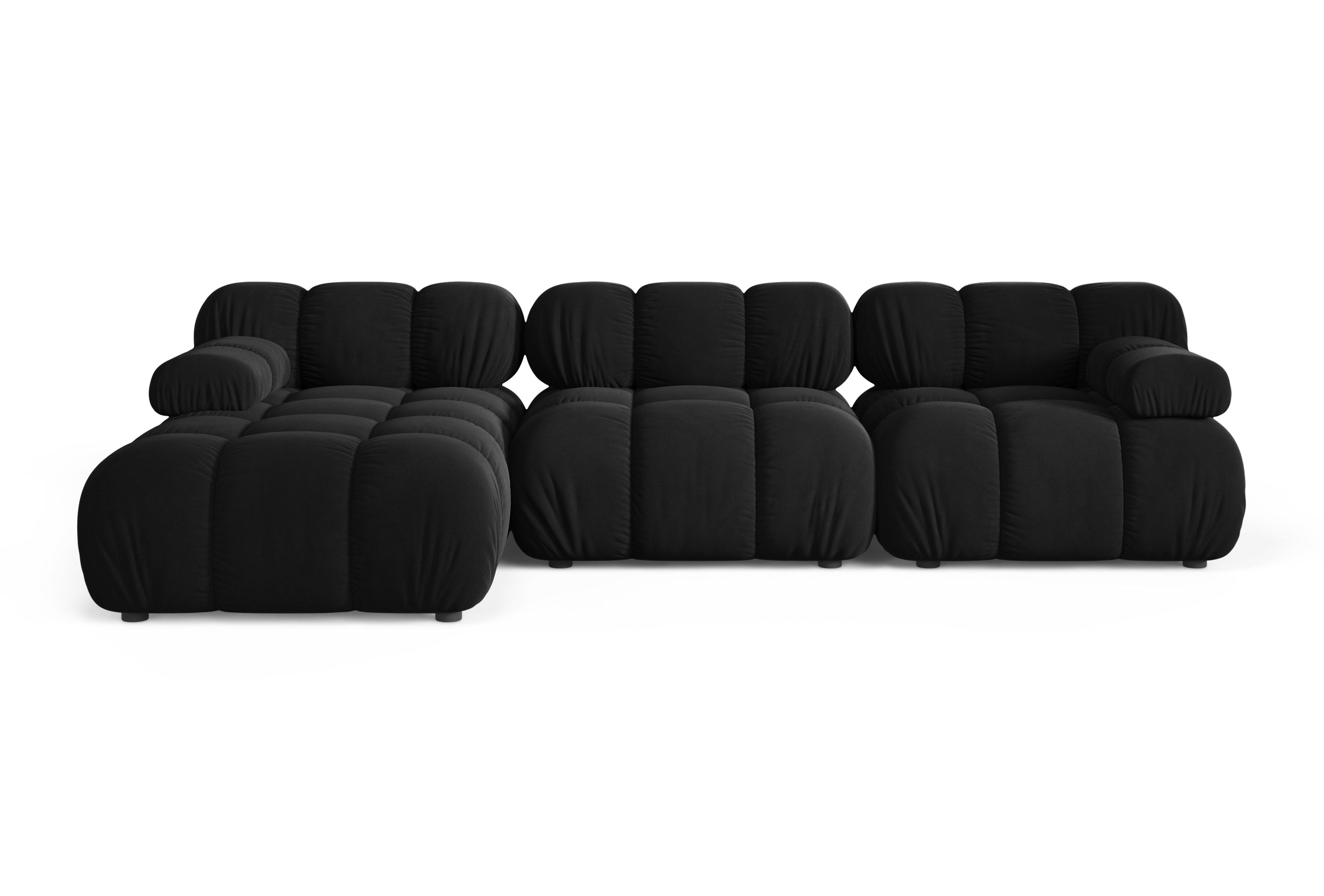 Samt-Ecksofa für 3 Personen, linksseitig, BELLIS in Schwarz