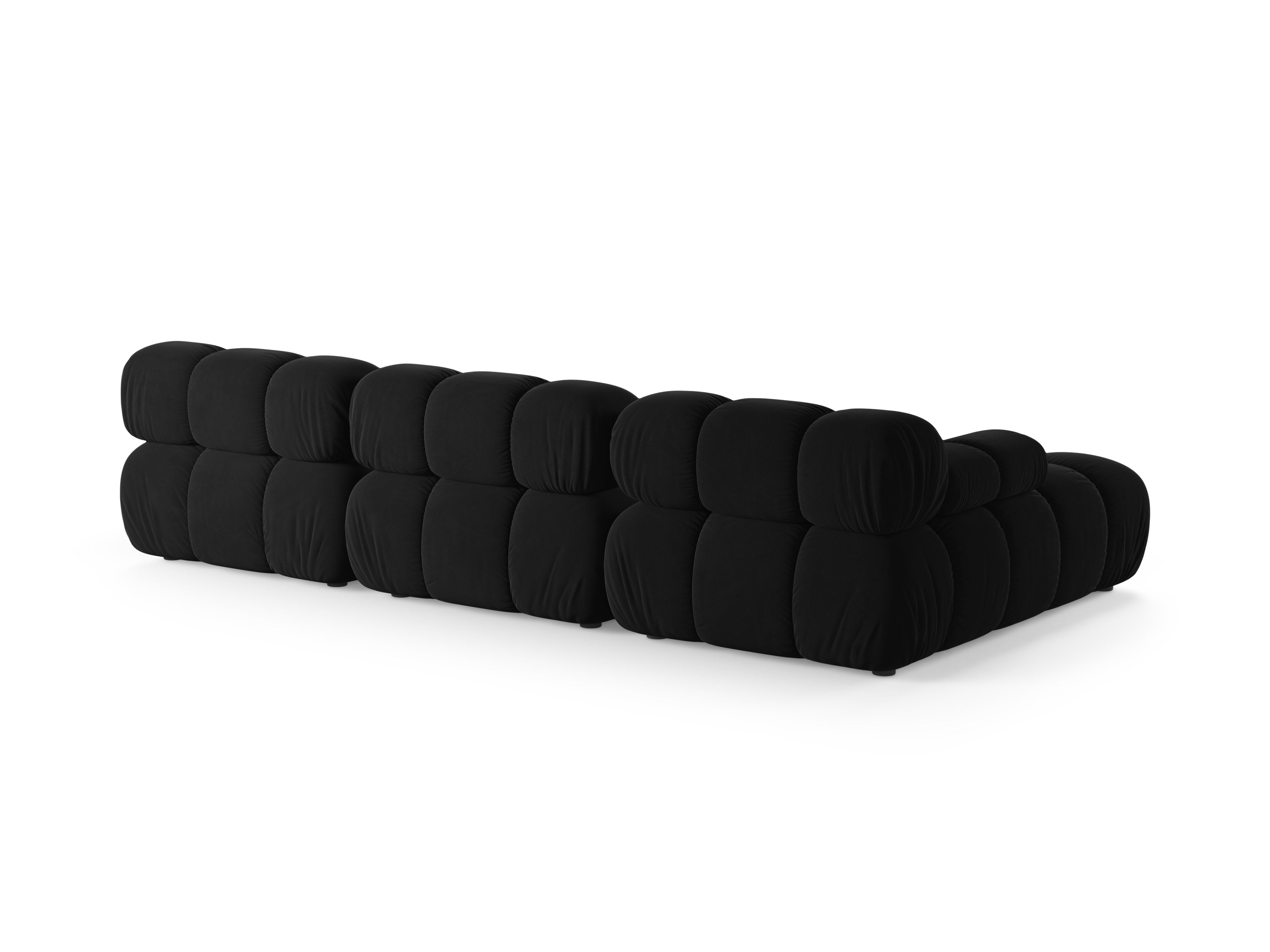 Samt-Ecksofa für 3 Personen, linksseitig, BELLIS in Schwarz