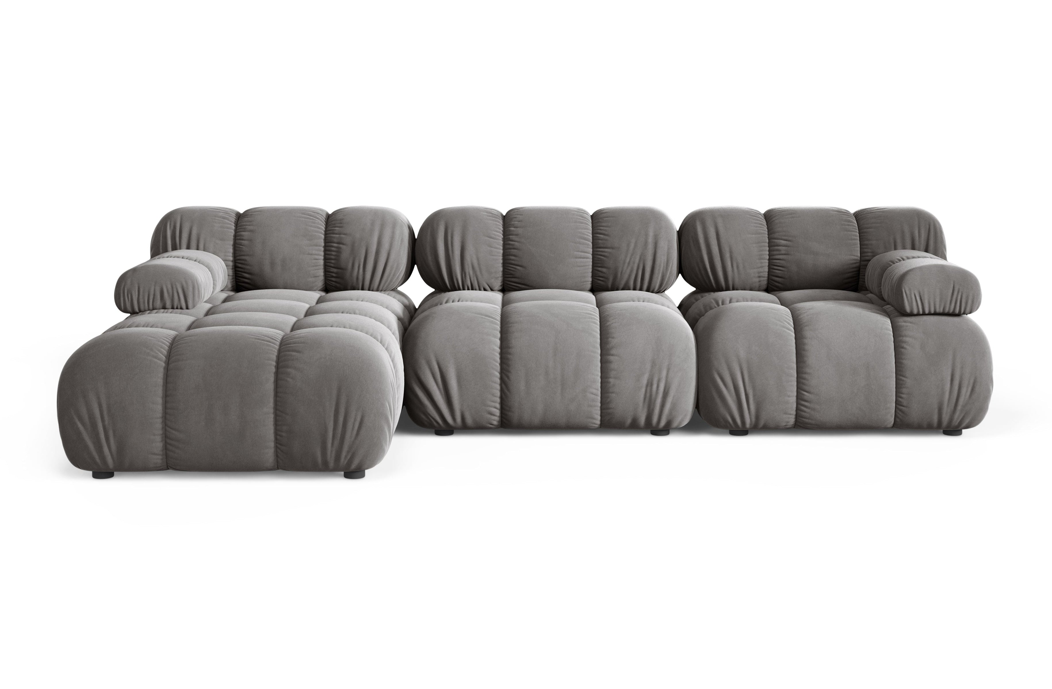 Samt-Ecksofa für 3 Personen, linksseitig, BELLIS in Grau