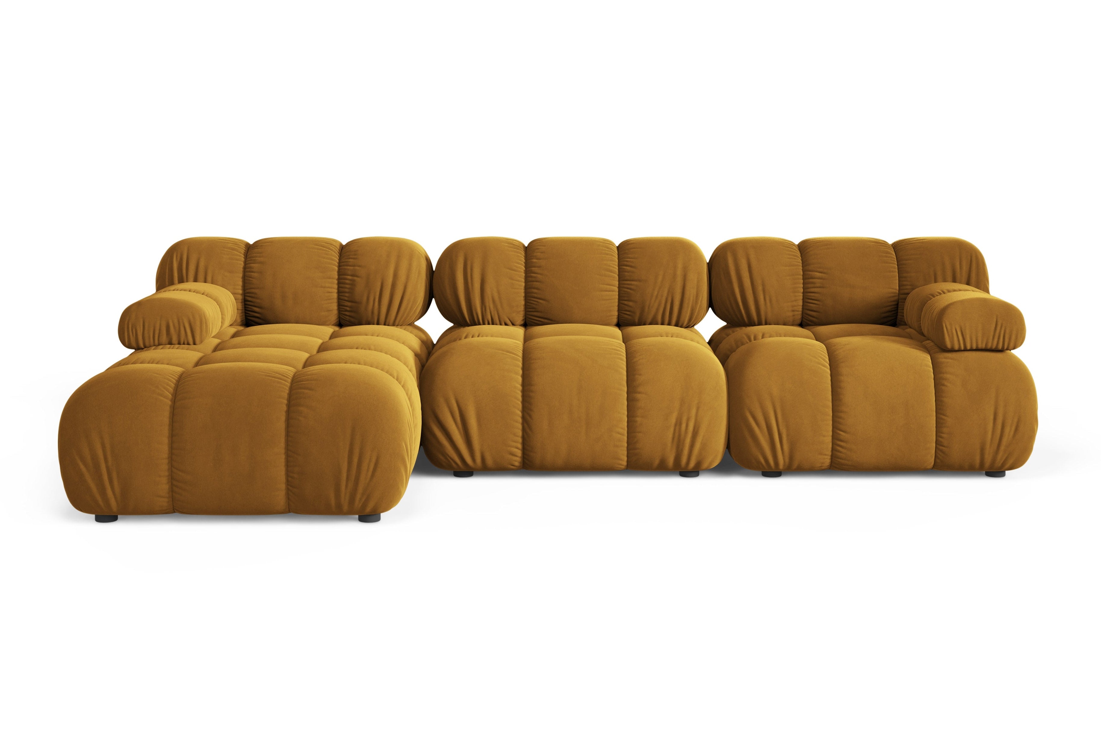 Samt-Ecksofa für 3 Personen, linksseitig, BELLIS in Senfgelb