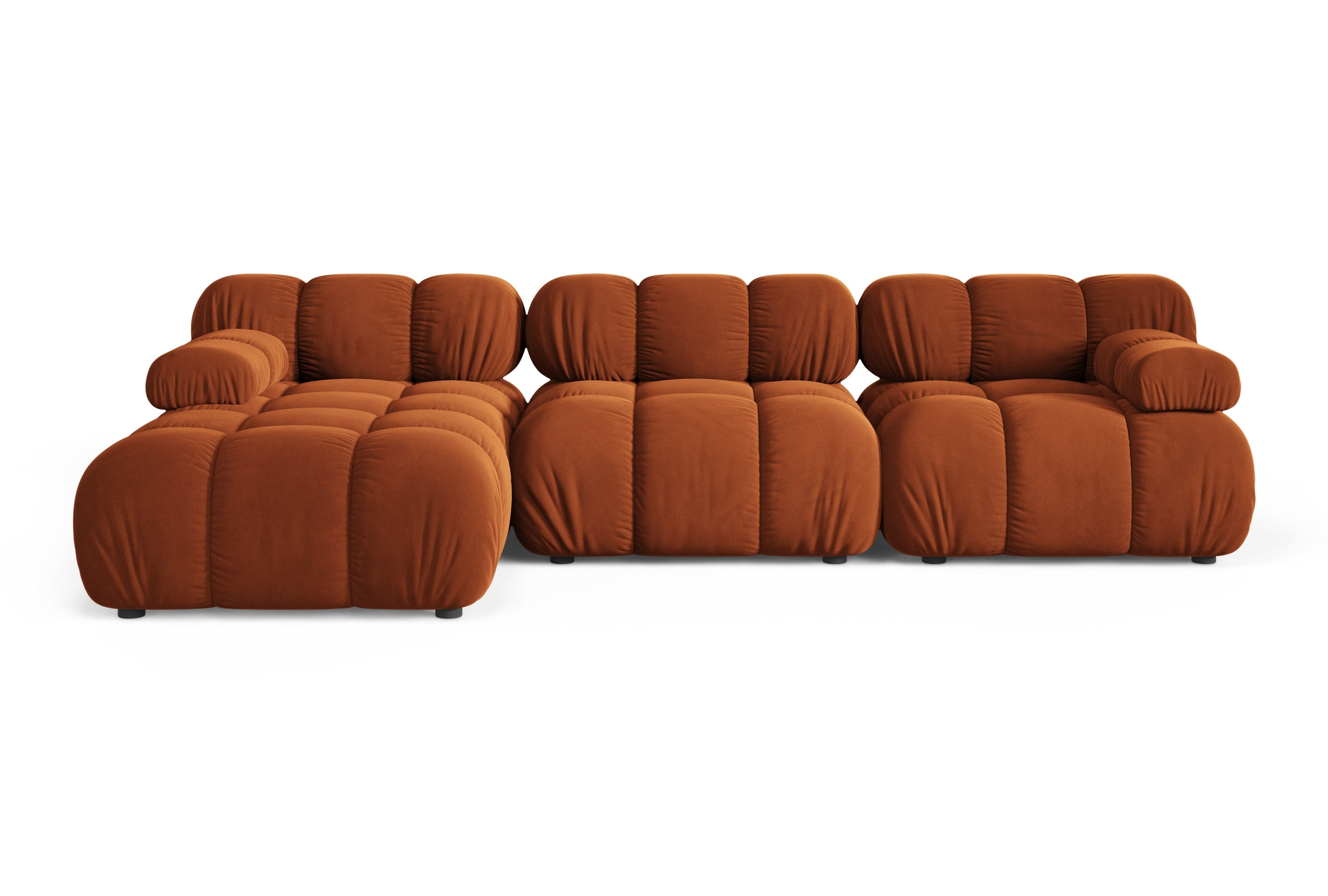 Samt-Ecksofa für 3 Personen, linksseitig, BELLIS in Ziegelrot