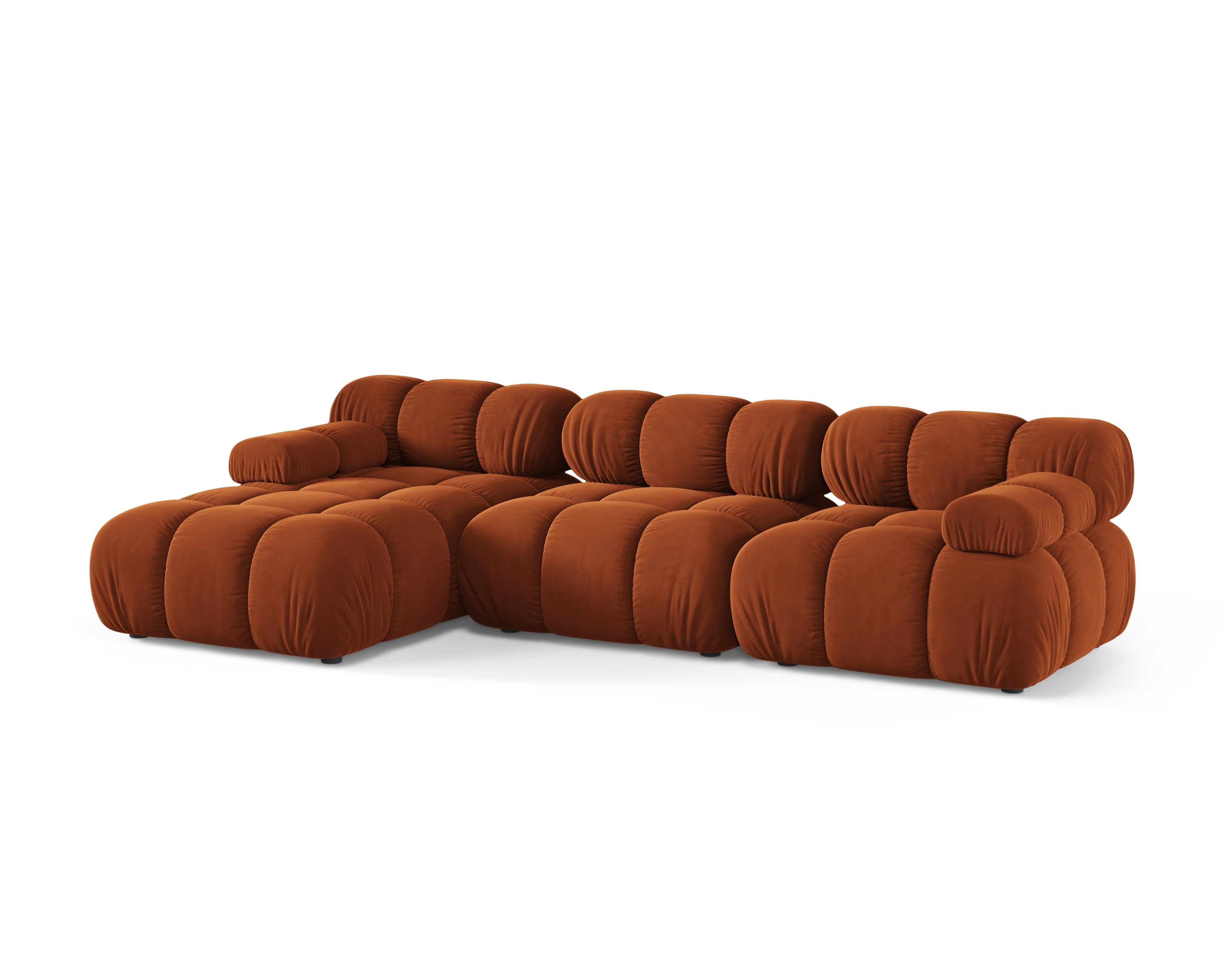 Samt-Ecksofa für 3 Personen, linksseitig, BELLIS in Ziegelrot