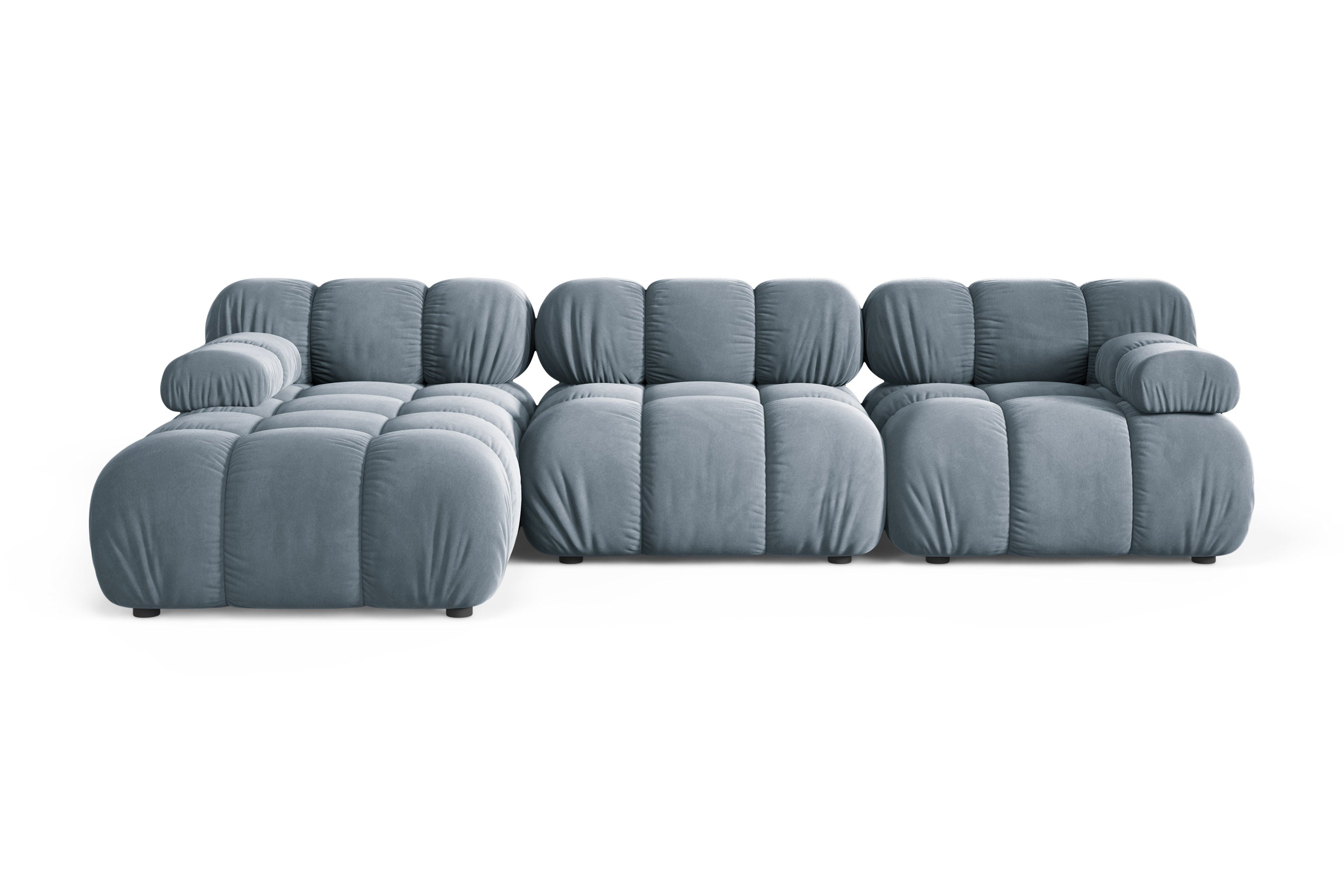 Samt-Ecksofa für 3 Personen, linksseitig, BELLIS in Blau