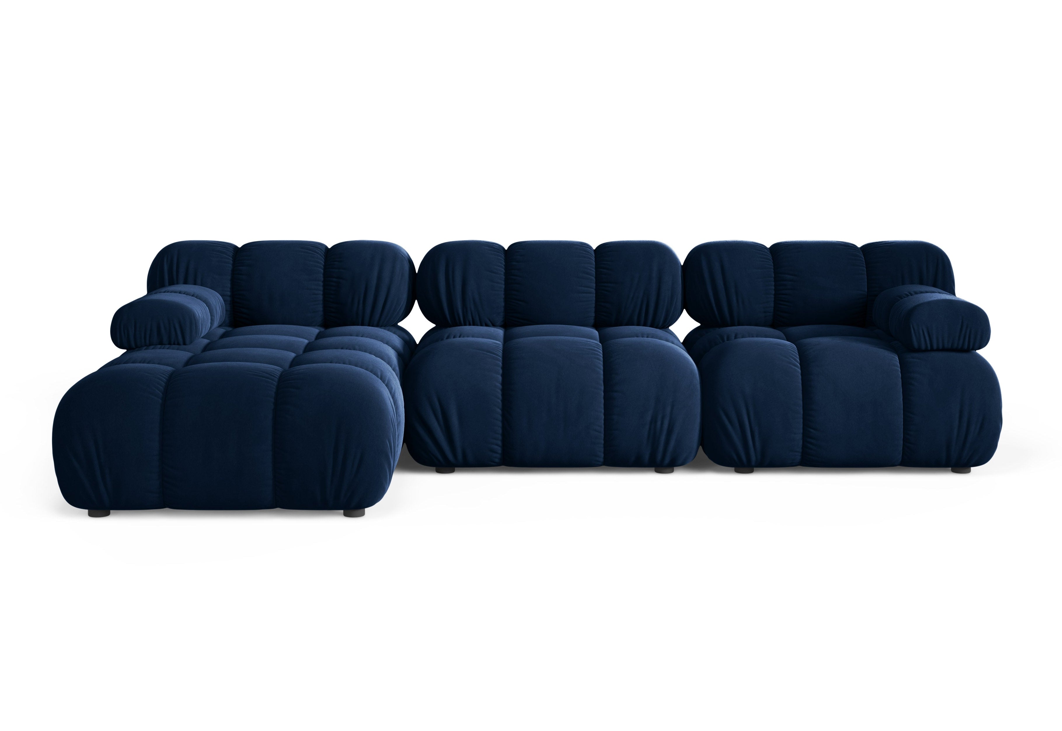 Samt-Ecksofa für 3 Personen, linksseitig, BELLIS in königsblau.