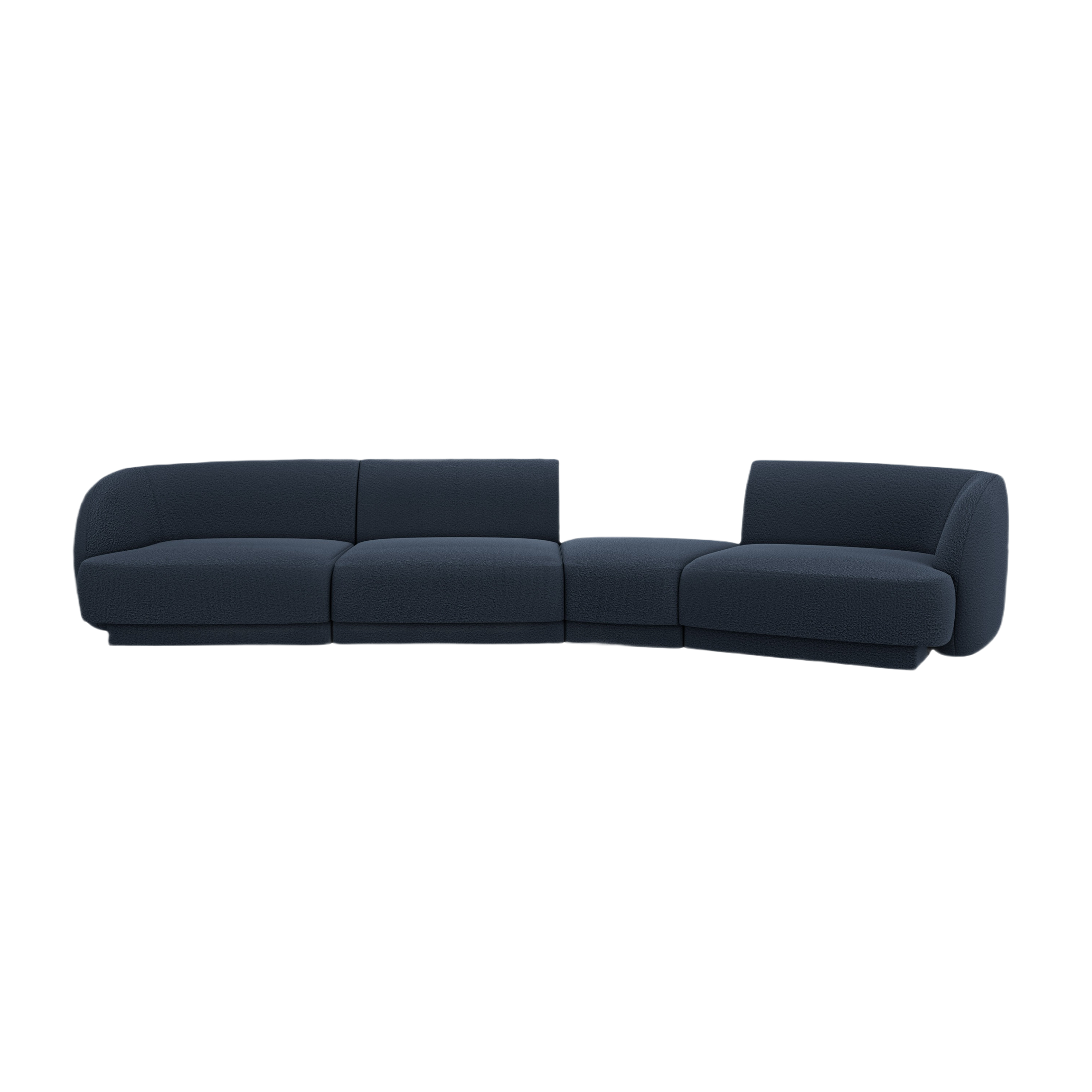 Right-facing modular sofa for 6 people MILEY dark blue boucle