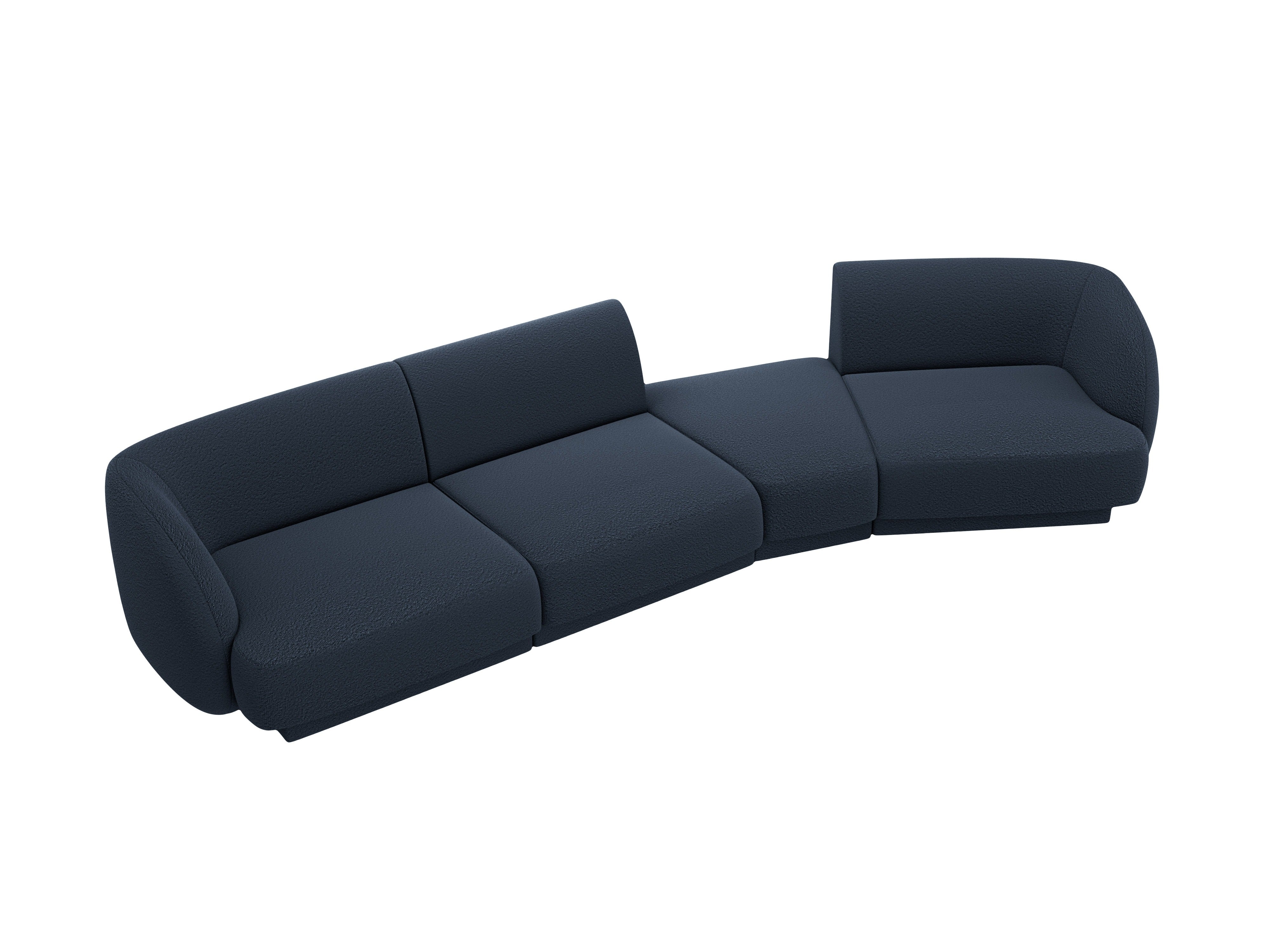 Right-facing modular sofa for 6 people MILEY dark blue boucle