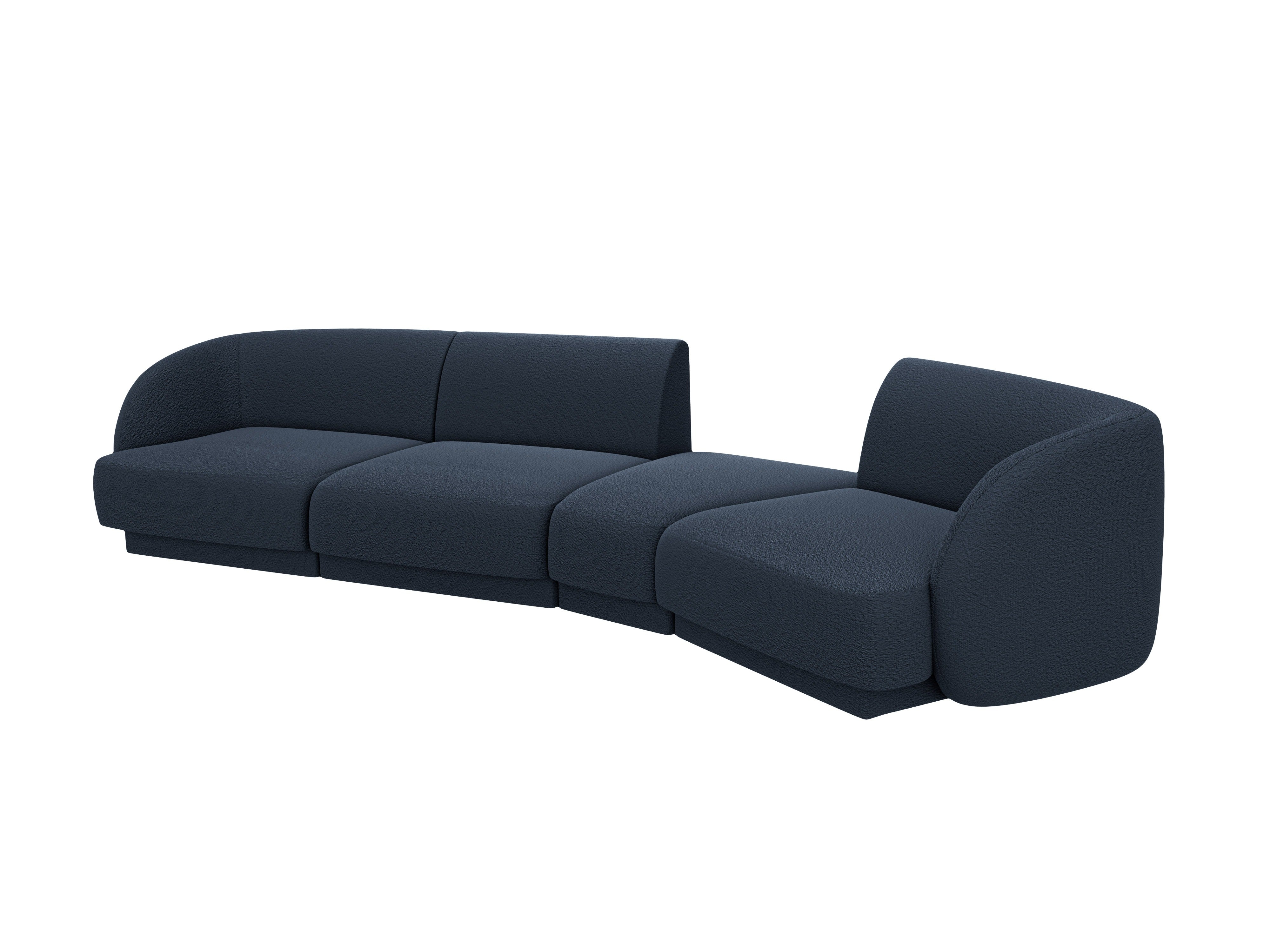 Right-facing modular sofa for 6 people MILEY dark blue boucle
