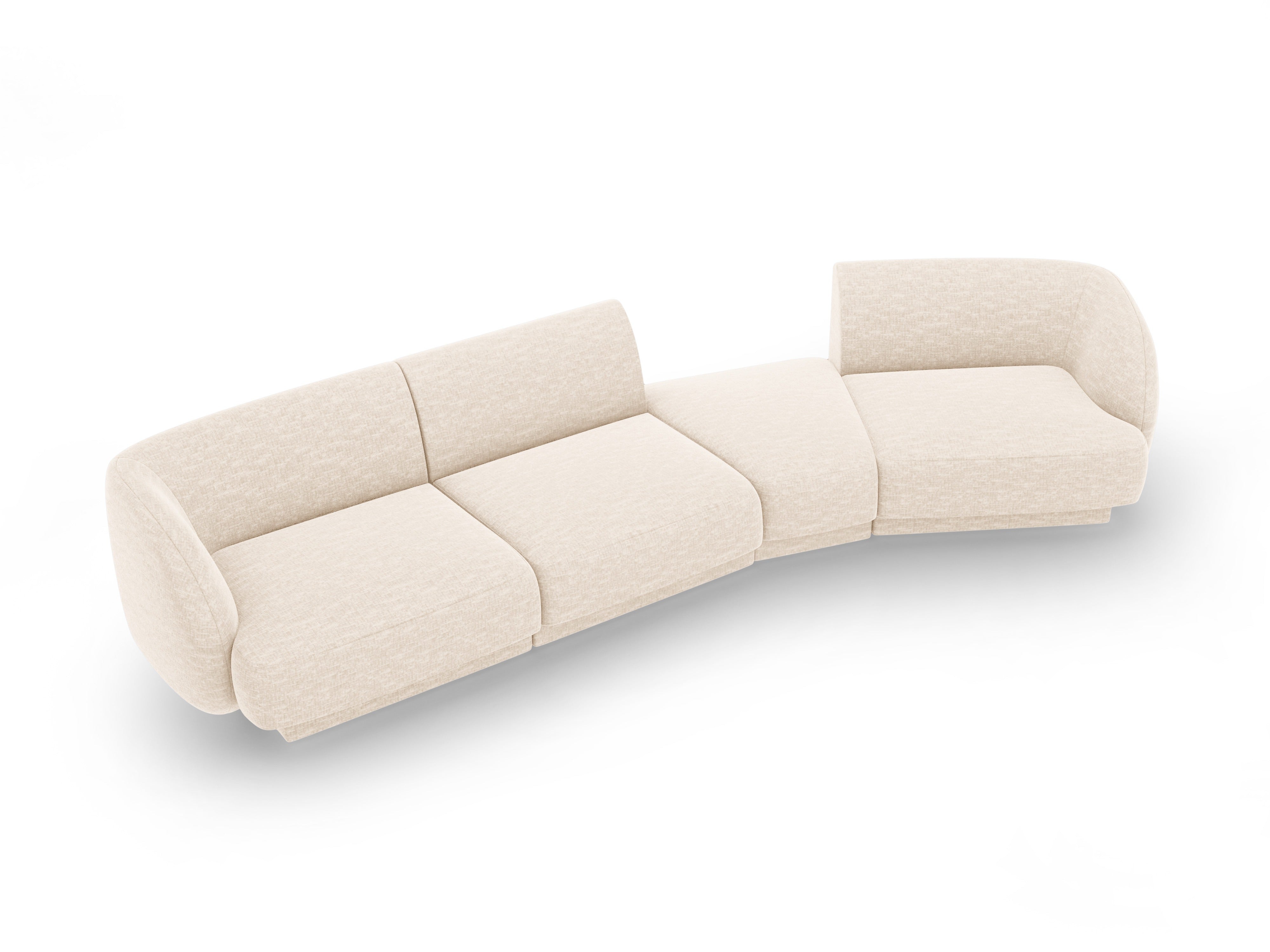 Right-facing modular sofa for 6 people MILEY light beige silky chenille