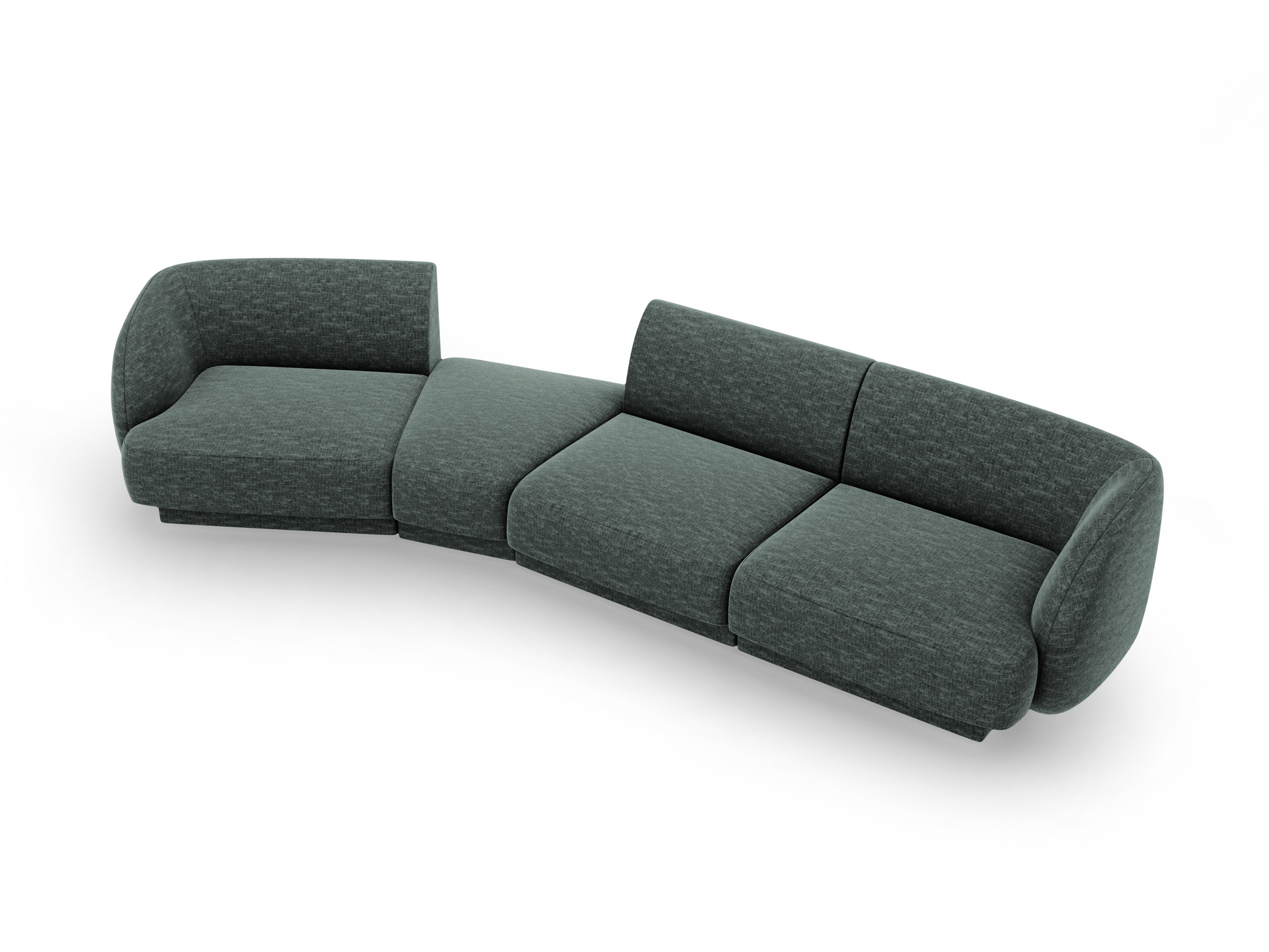 Modulares Sofa linksseitig für 6 Personen MILEY petrol samtig