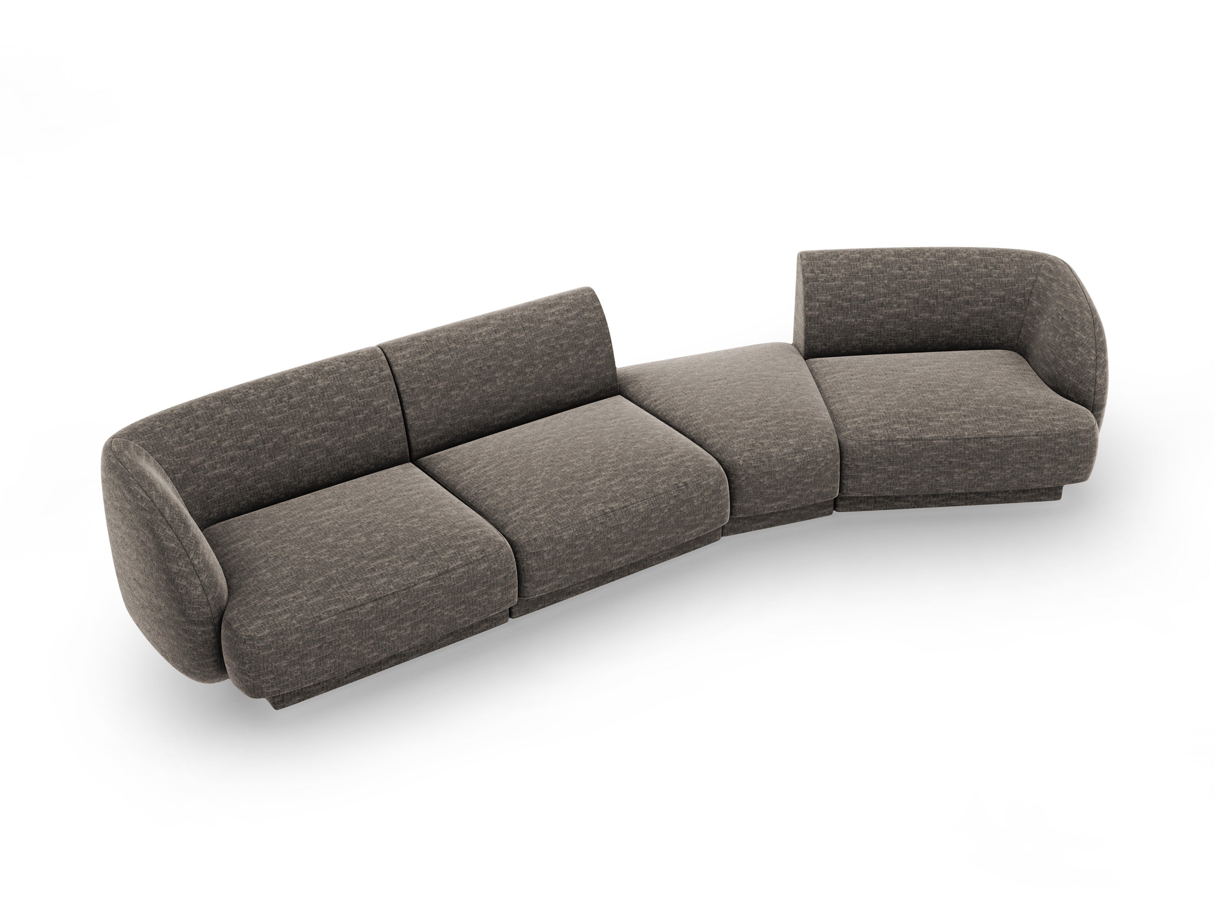Modularsofa rechtsseitig für 6 Personen MILEY graues Chenille seidig