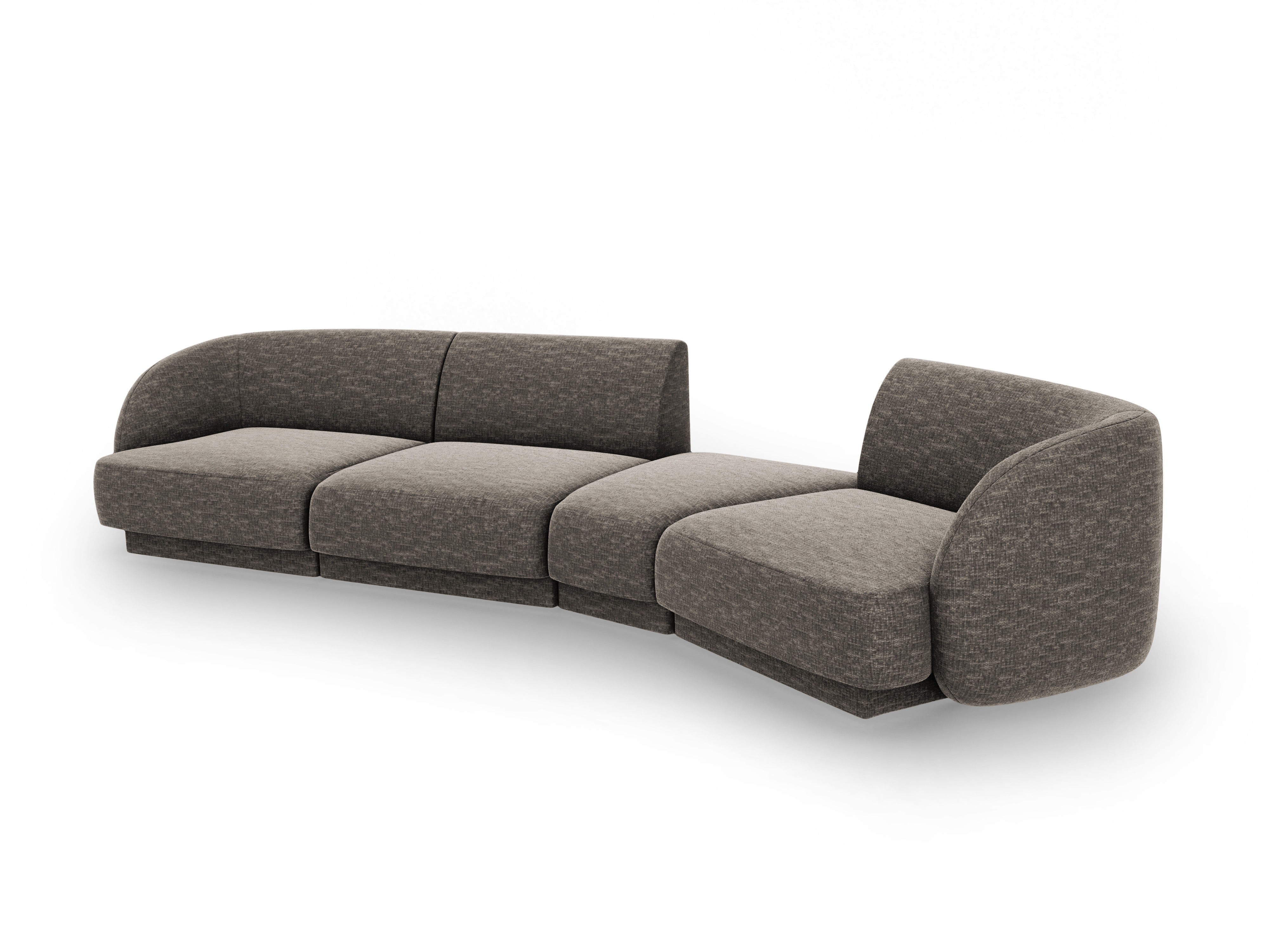Modularsofa rechtsseitig für 6 Personen MILEY graues Chenille seidig